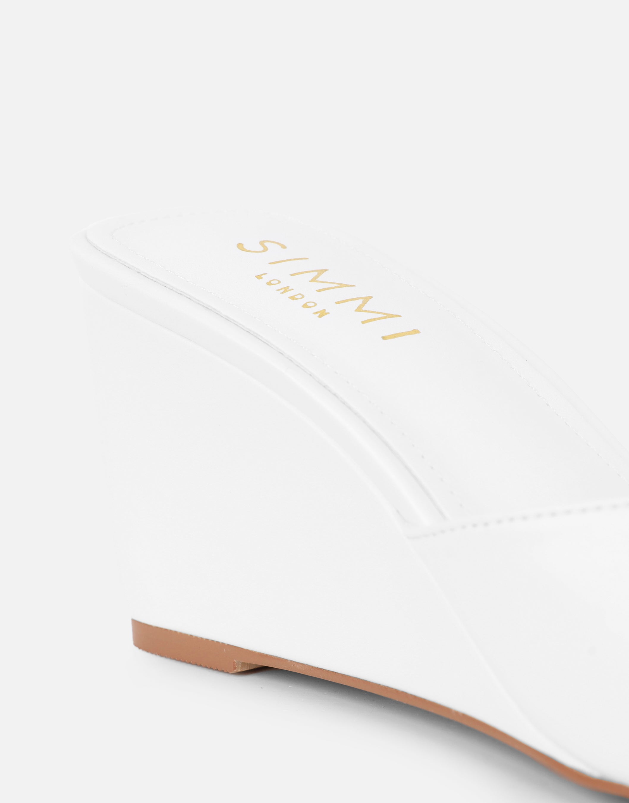 Iris White Wedge Mules | SIMMI London