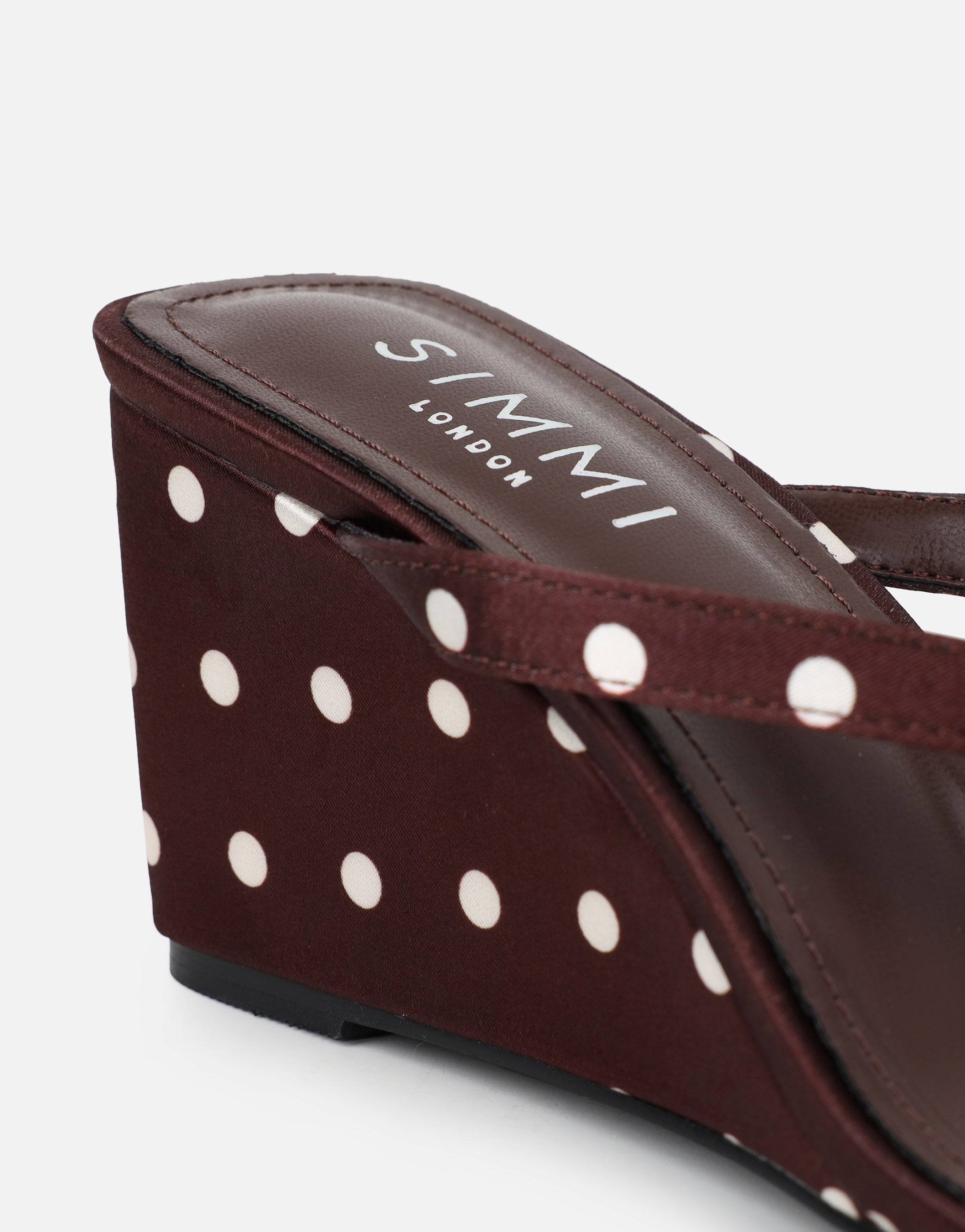 Emeriee Brown Polka Toe Post Wedge Sandals