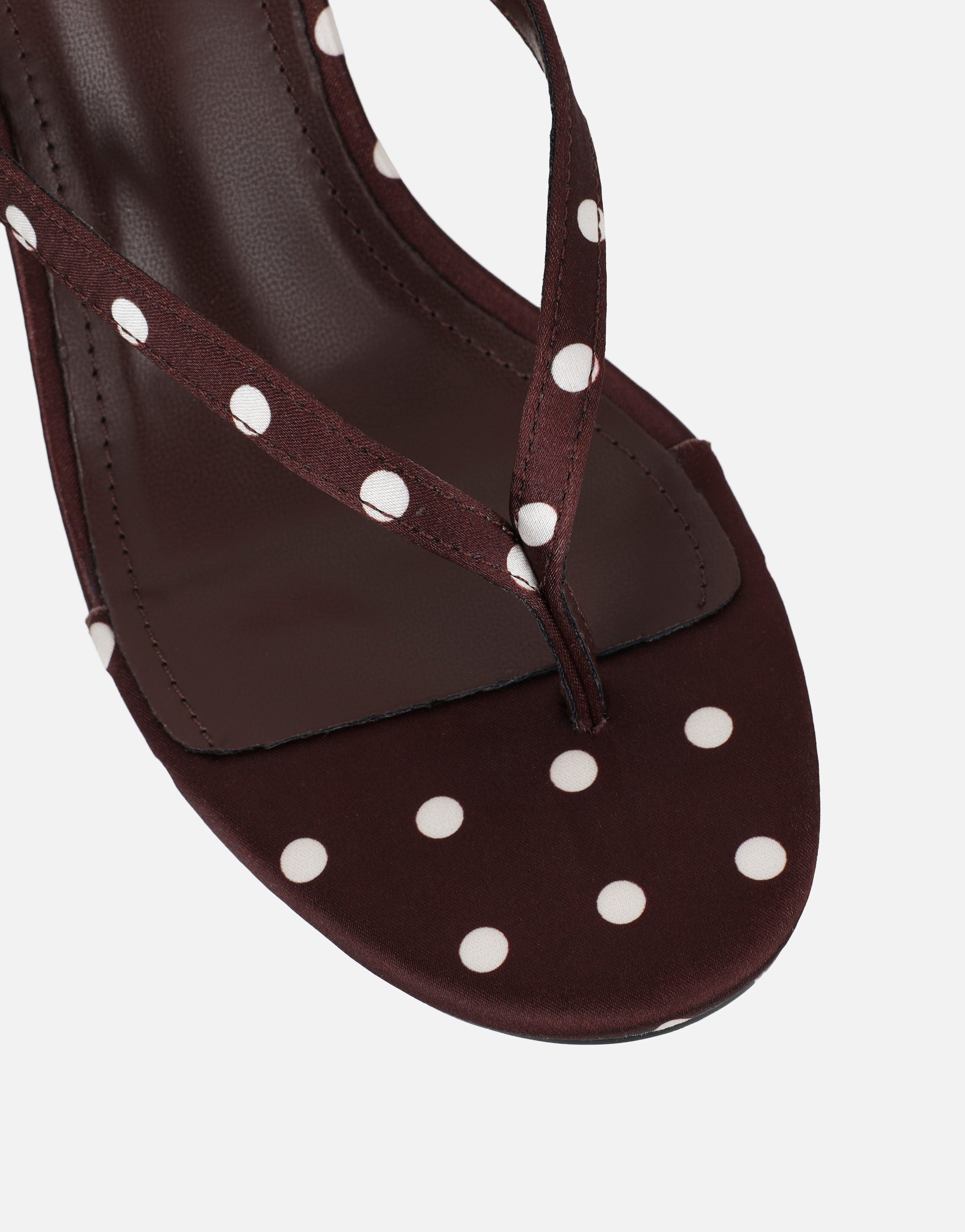 Emeriee Brown Polka Toe Post Wedge Sandals