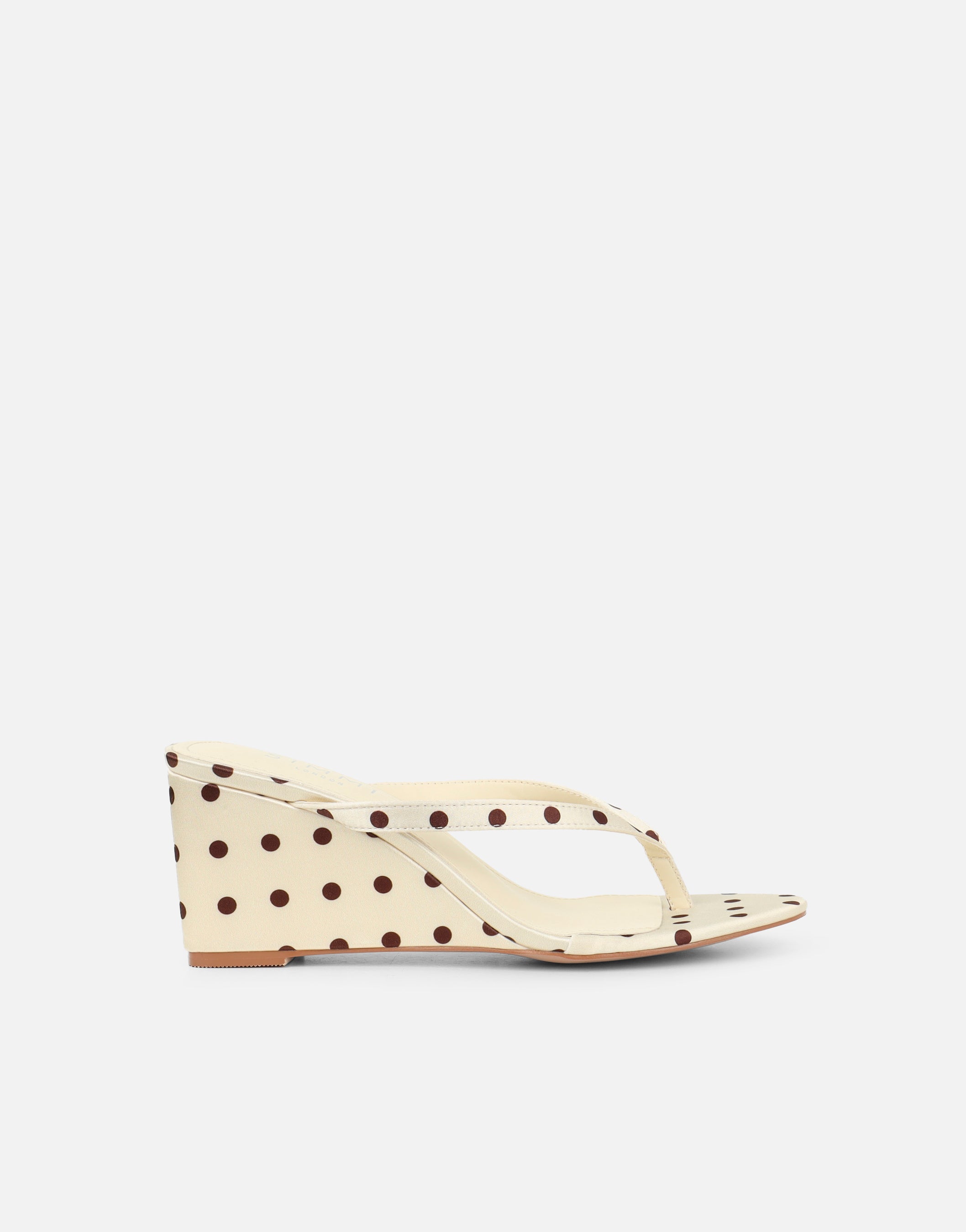 Emeriee Cream Polka Toe Post Wedge Sandals | SIMMI London