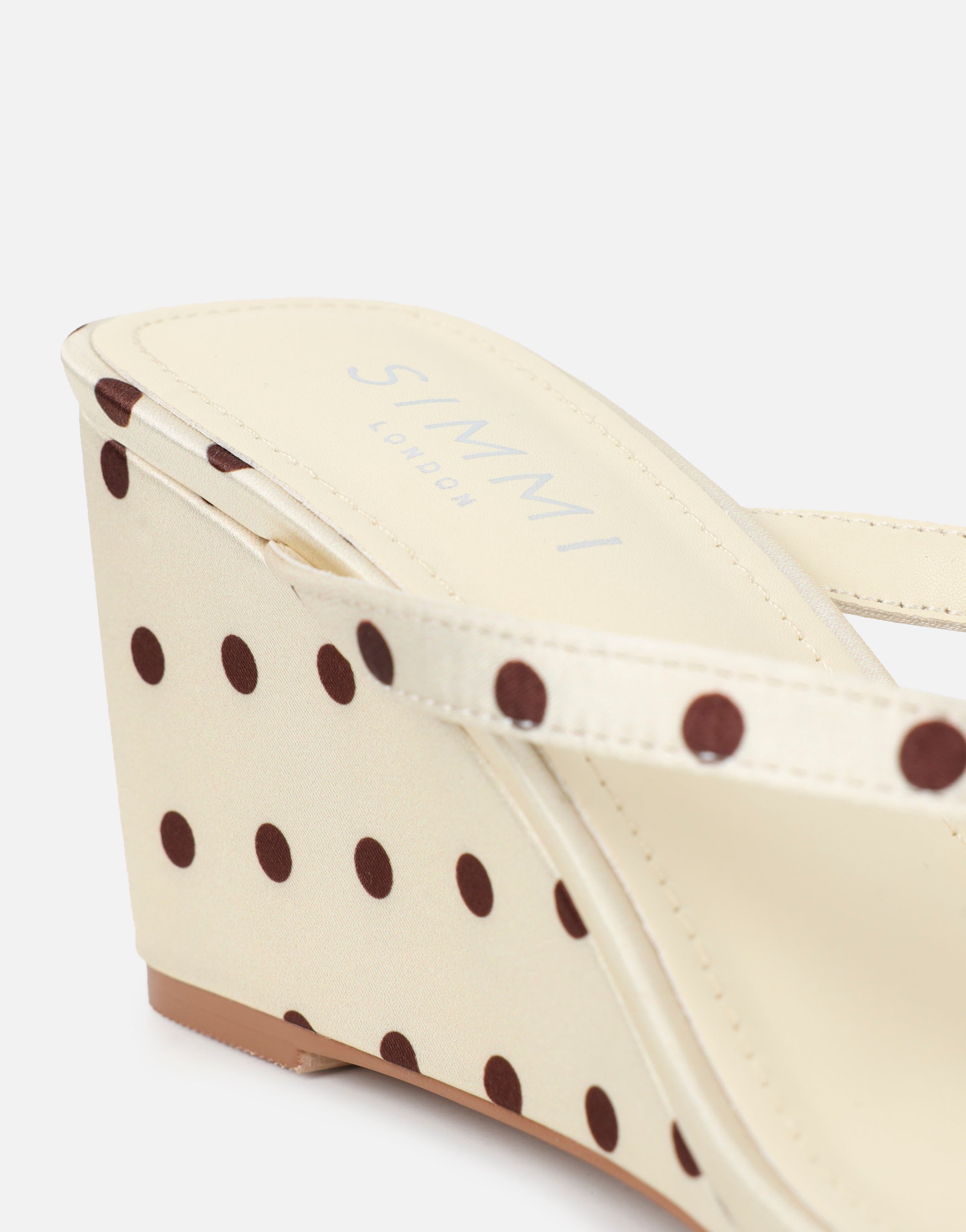 Emeriee Cream Polka Toe Post Wedge Sandals | SIMMI London