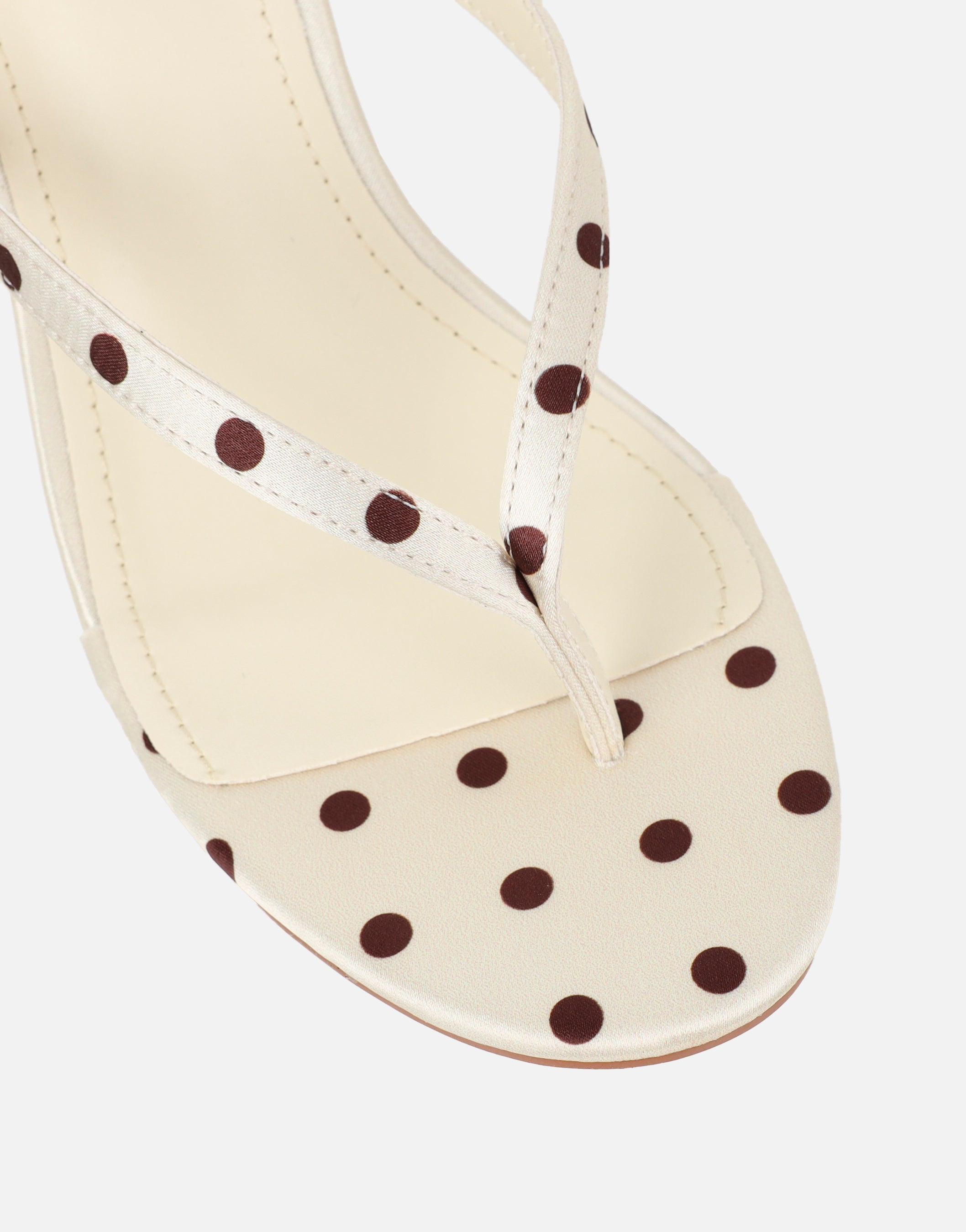 Emeriee Cream Polka Toe Post Wedge Sandals | SIMMI London