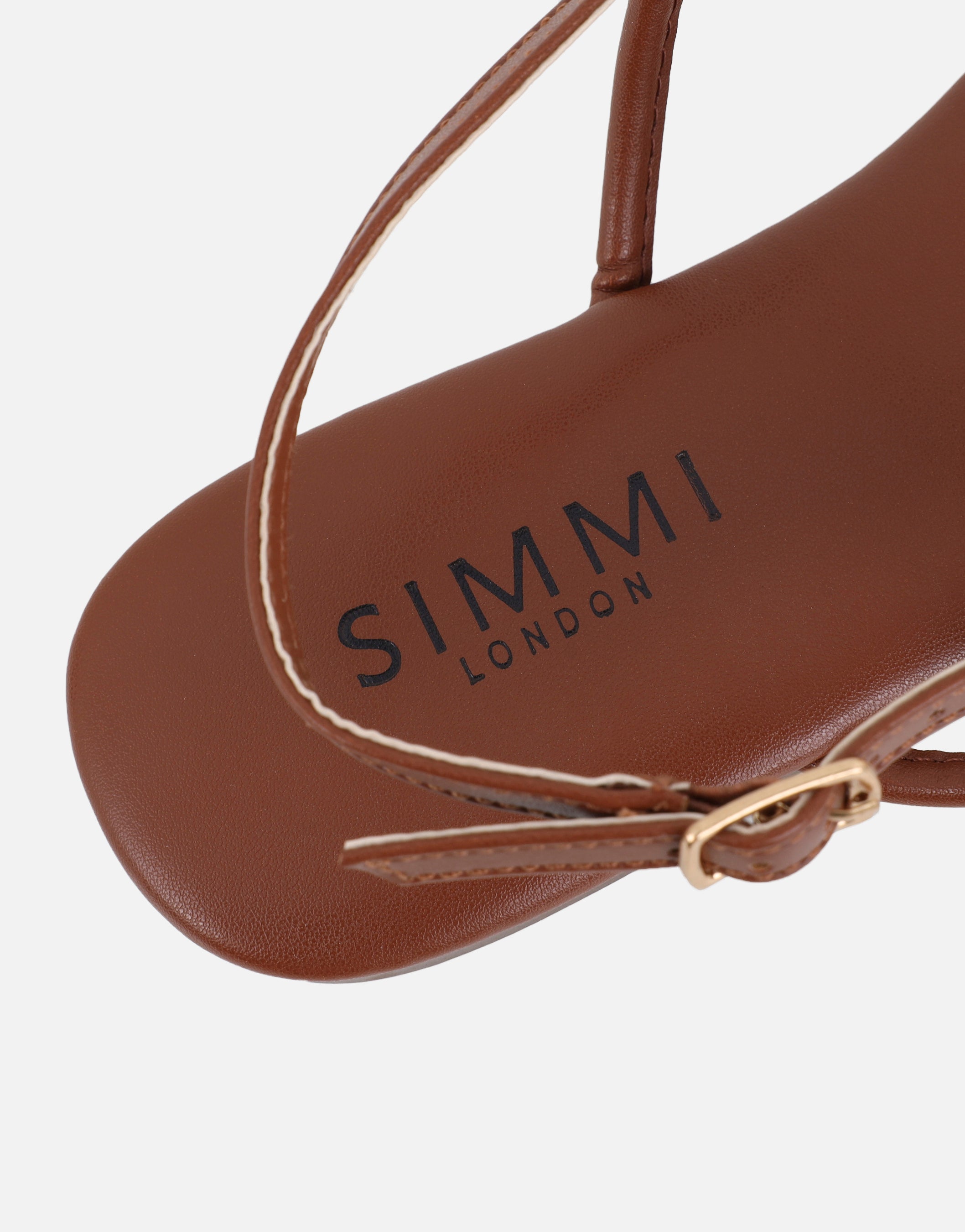 Isha Tan Beaded Flat Sandals | SIMMI London