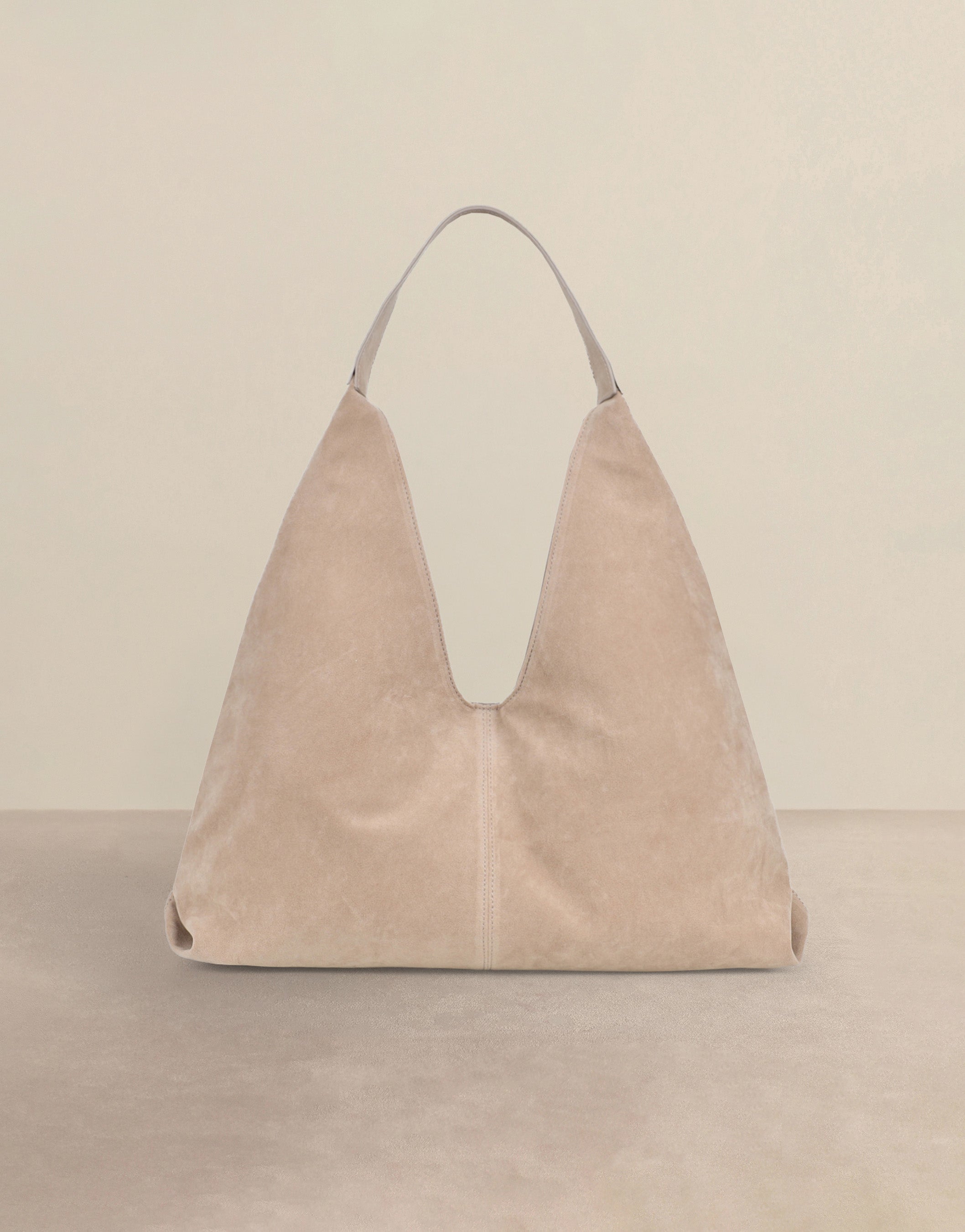 Isla Large Beige Faux Suede Shoulder Bag | SIMMI London