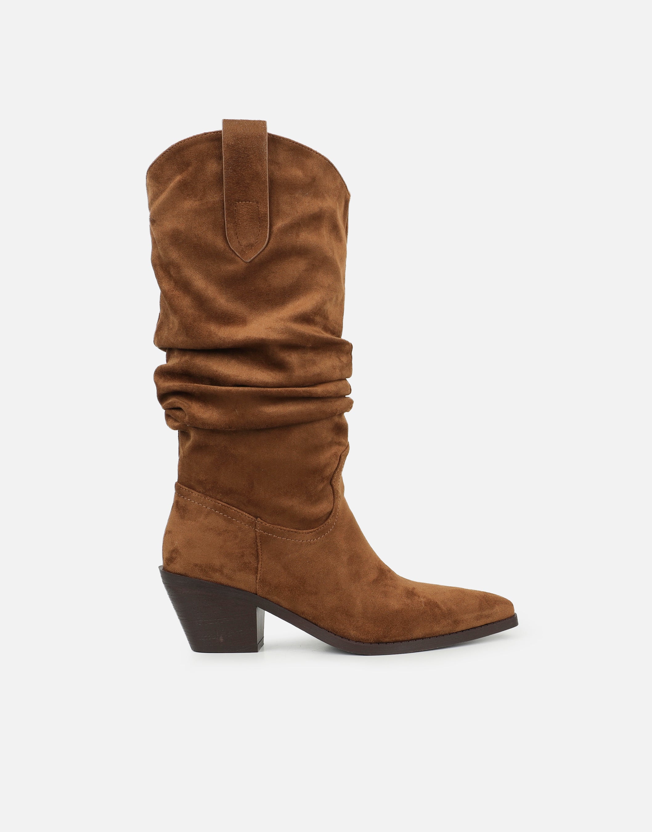 Prairie Tan Suede Ruched Western Boots | SIMMI London