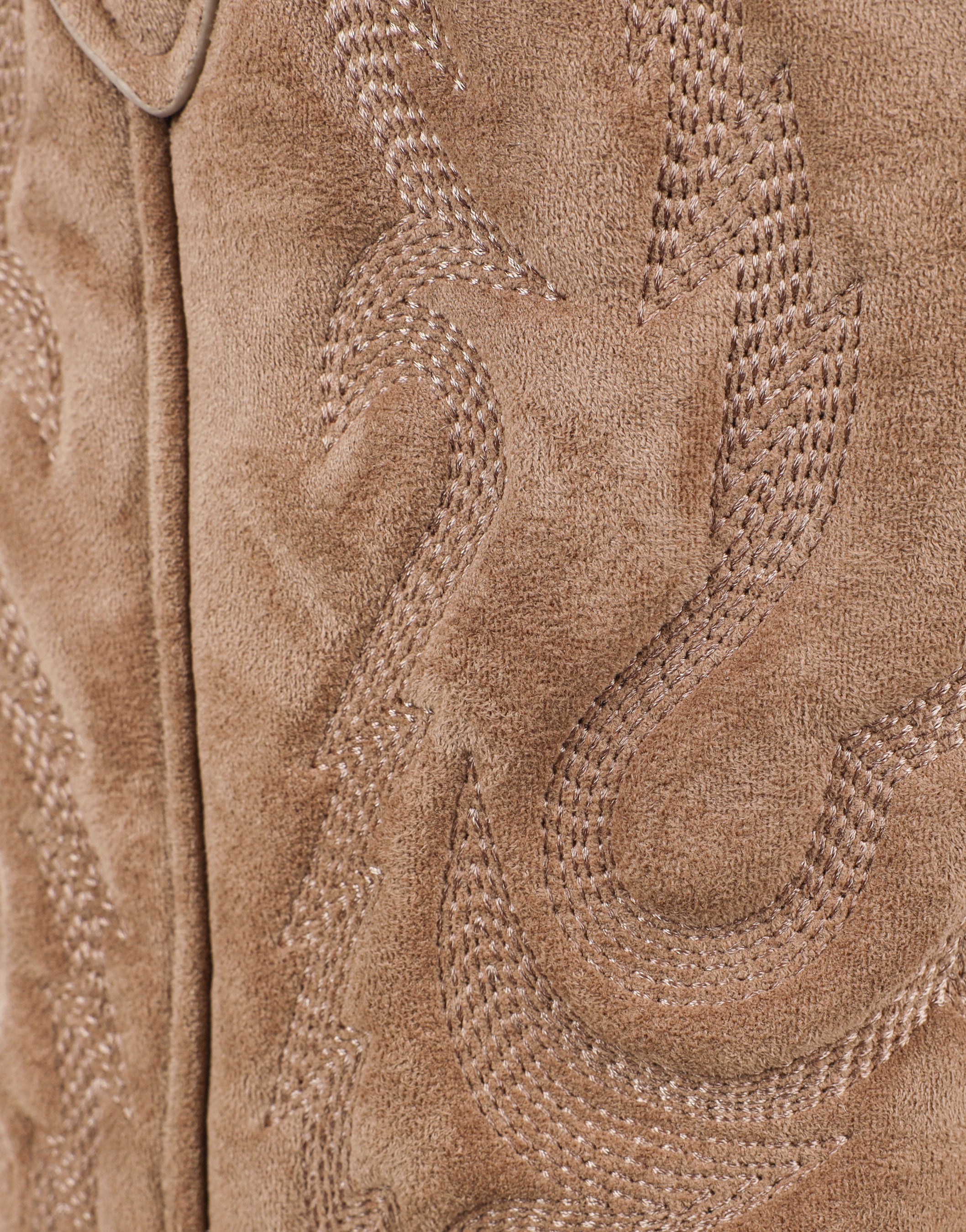 Ituama Beige Suede Embossed Western Boots | SIMMI London