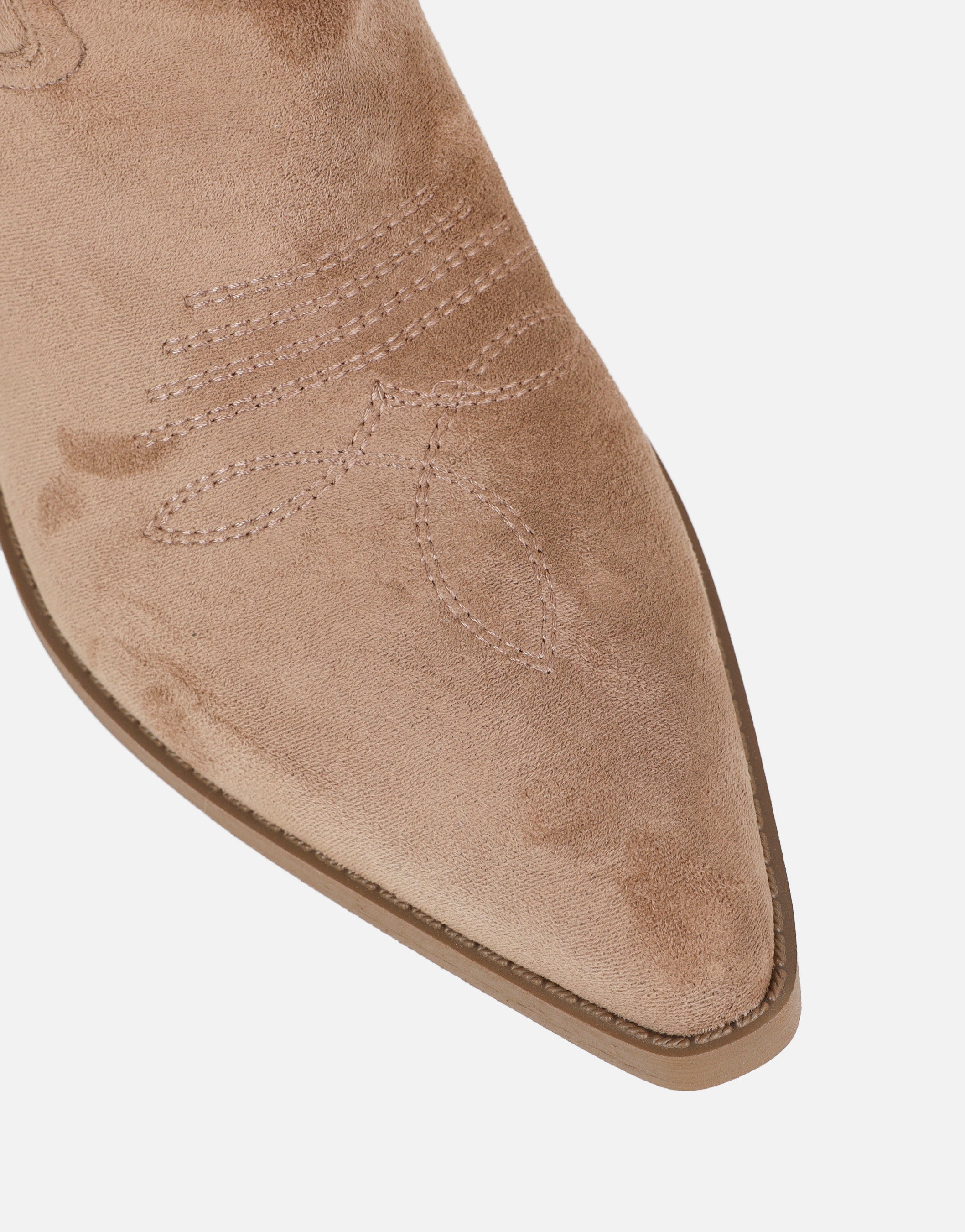 Ituama Beige Suede Embossed Western Boots | SIMMI London