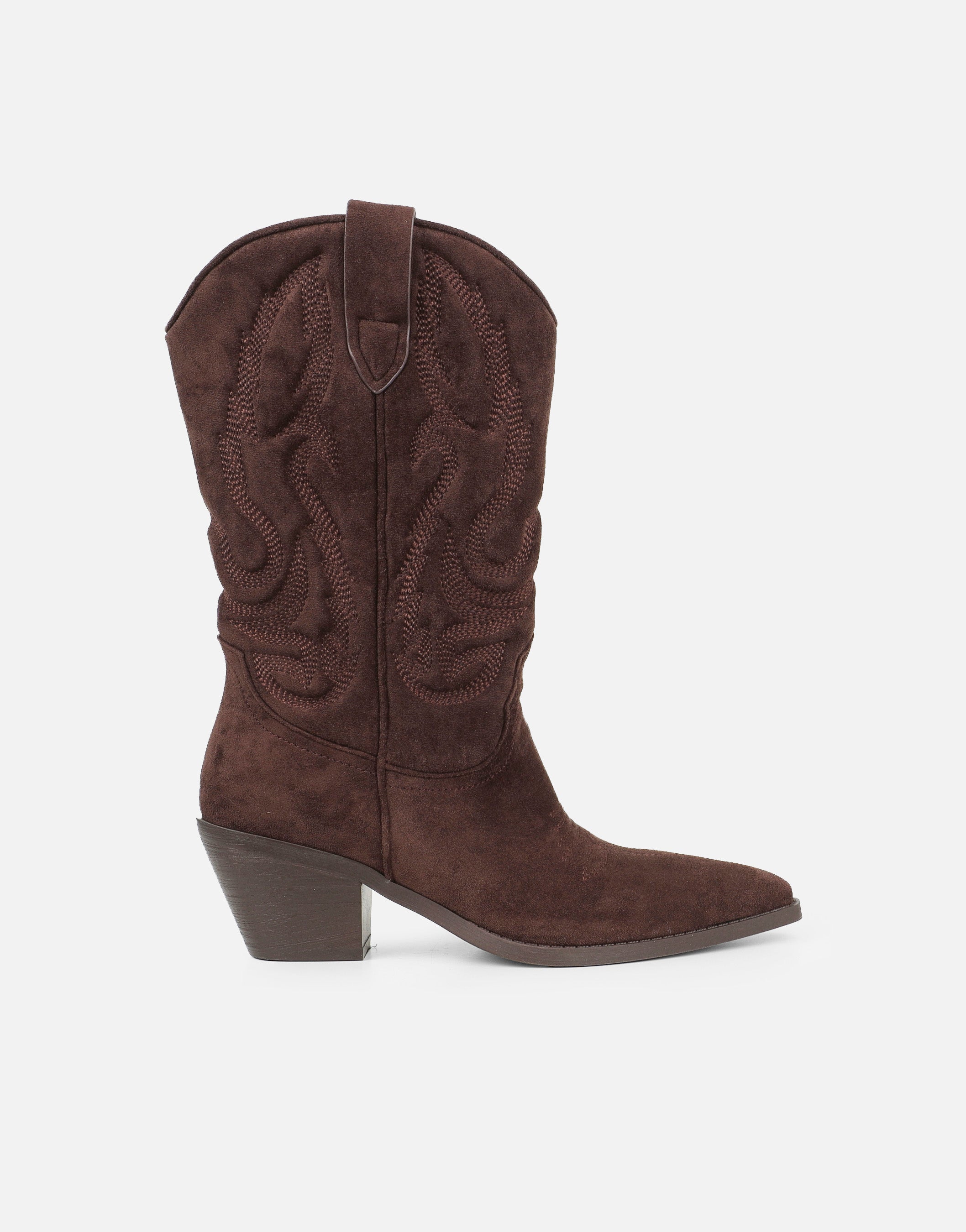 Ituama Brown Suede Embossed Cowboy Boots | SIMMI London