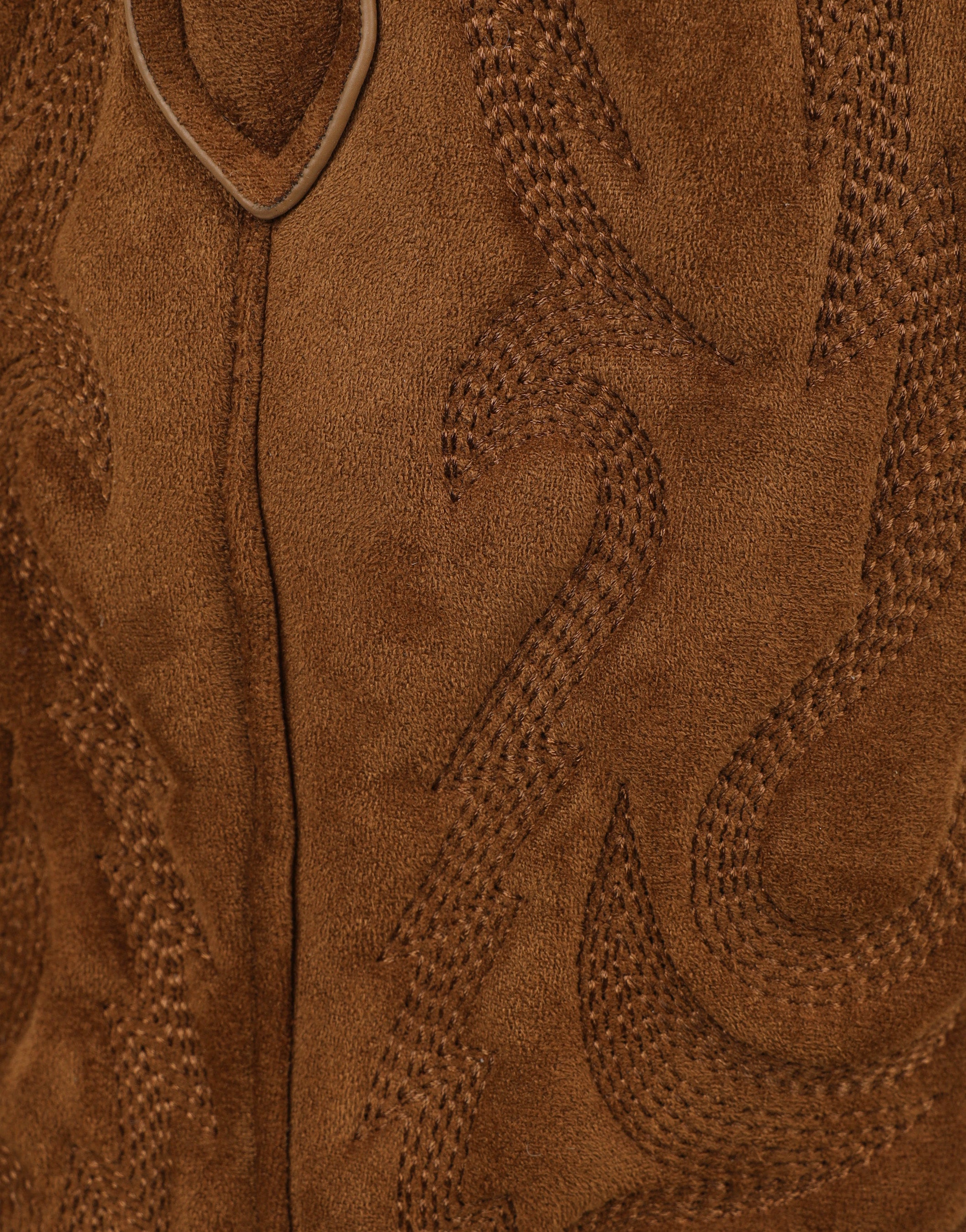 Ituama Tan Suede Embossed Cowboy Boots | SIMMI London