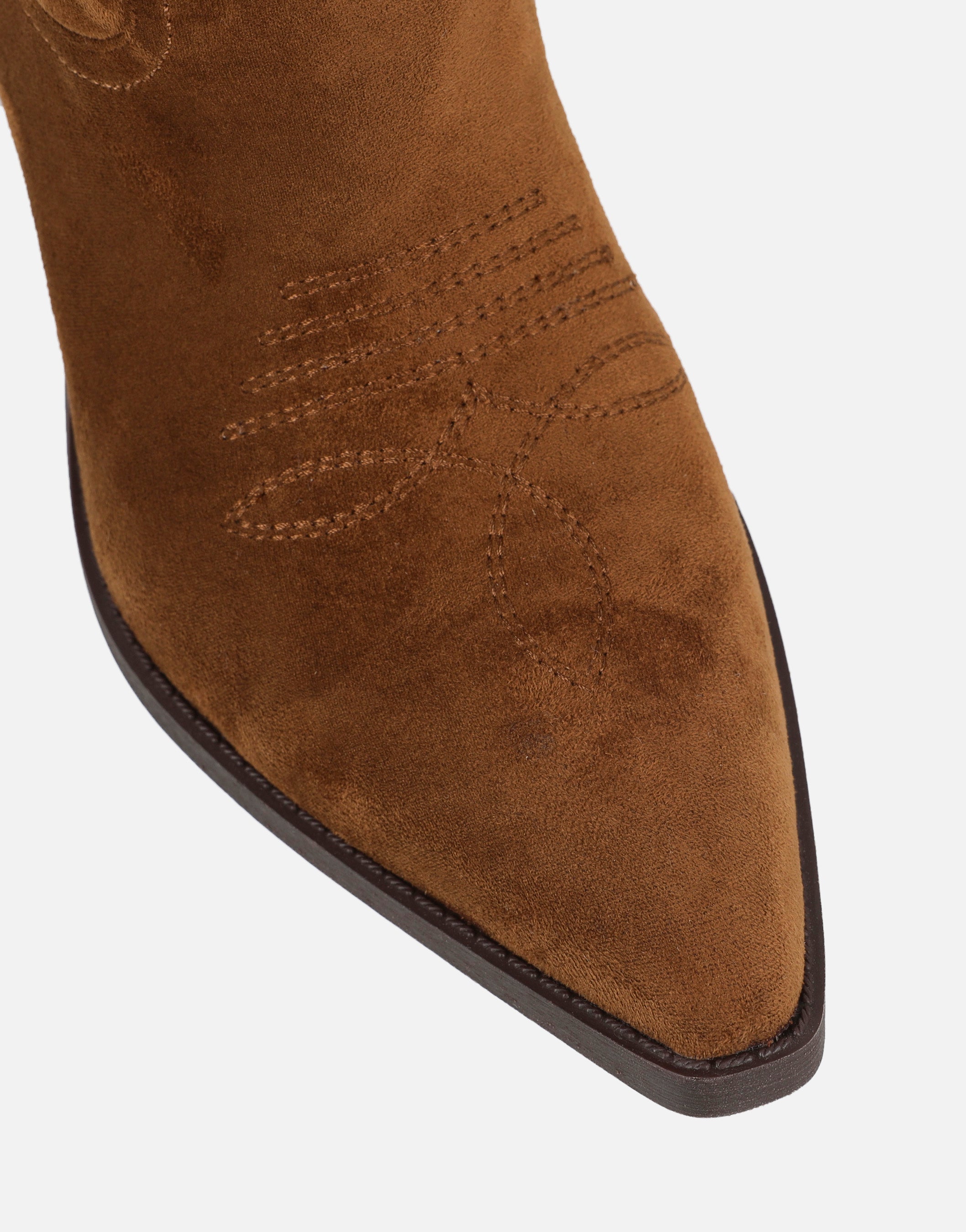 Ituama Tan Suede Embossed Cowboy Boots | SIMMI London