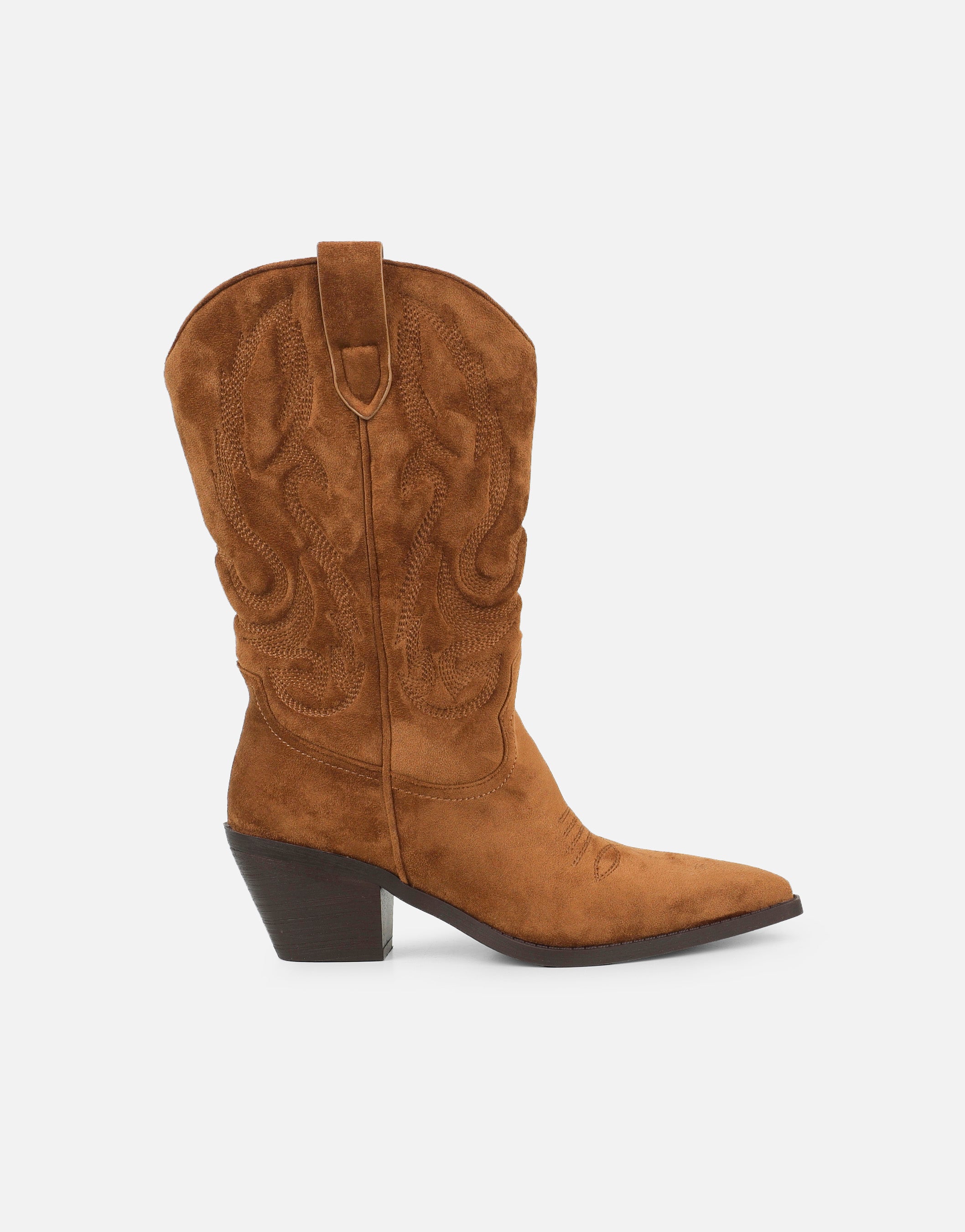 Ituama Tan Suede Embossed Cowboy Boots | SIMMI London