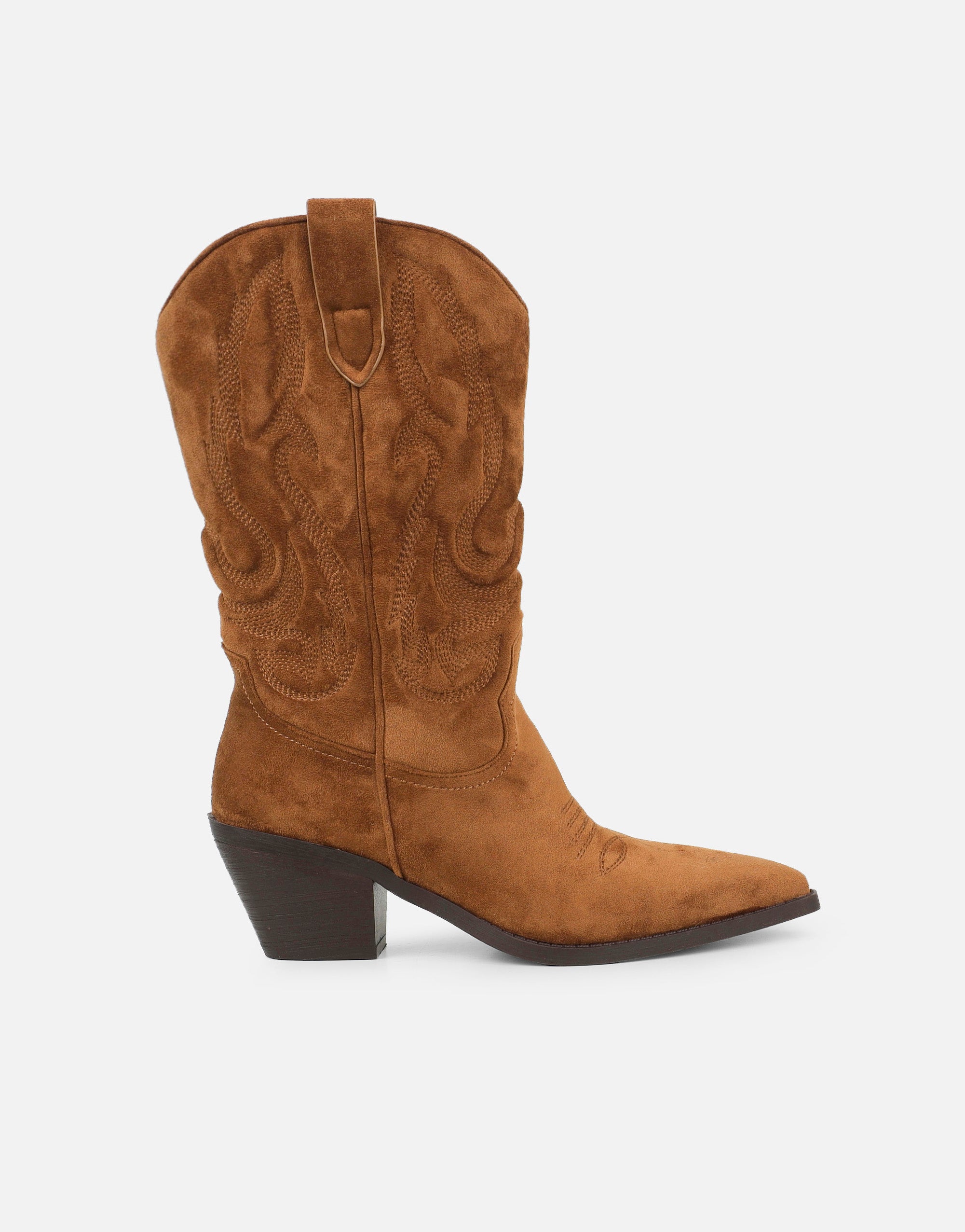 Ituama Tan Suede Embossed Cowboy Boots | SIMMI London