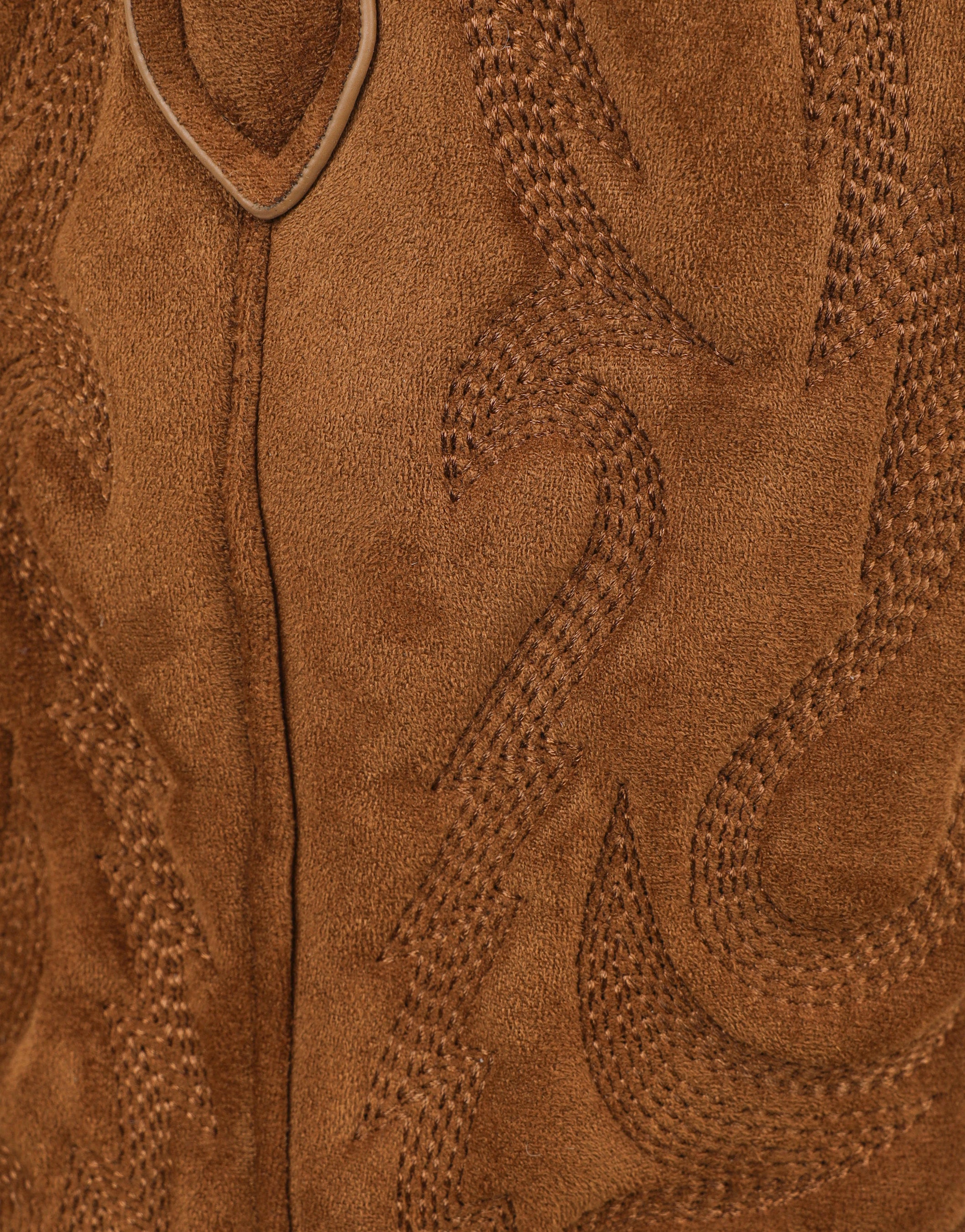 Ituama Tan Suede Embossed Cowboy Boots | SIMMI London