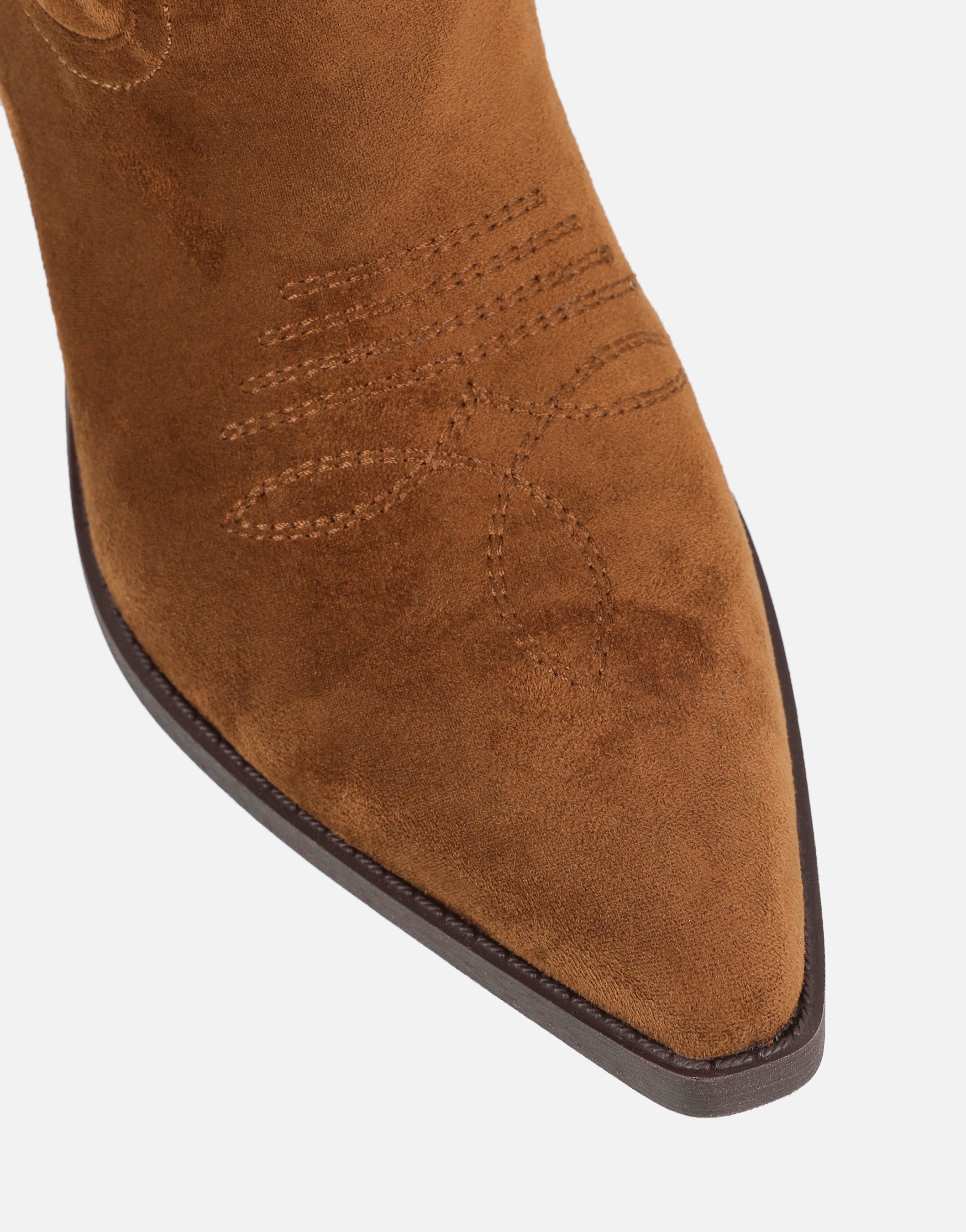 Ituama Tan Suede Embossed Cowboy Boots | SIMMI London