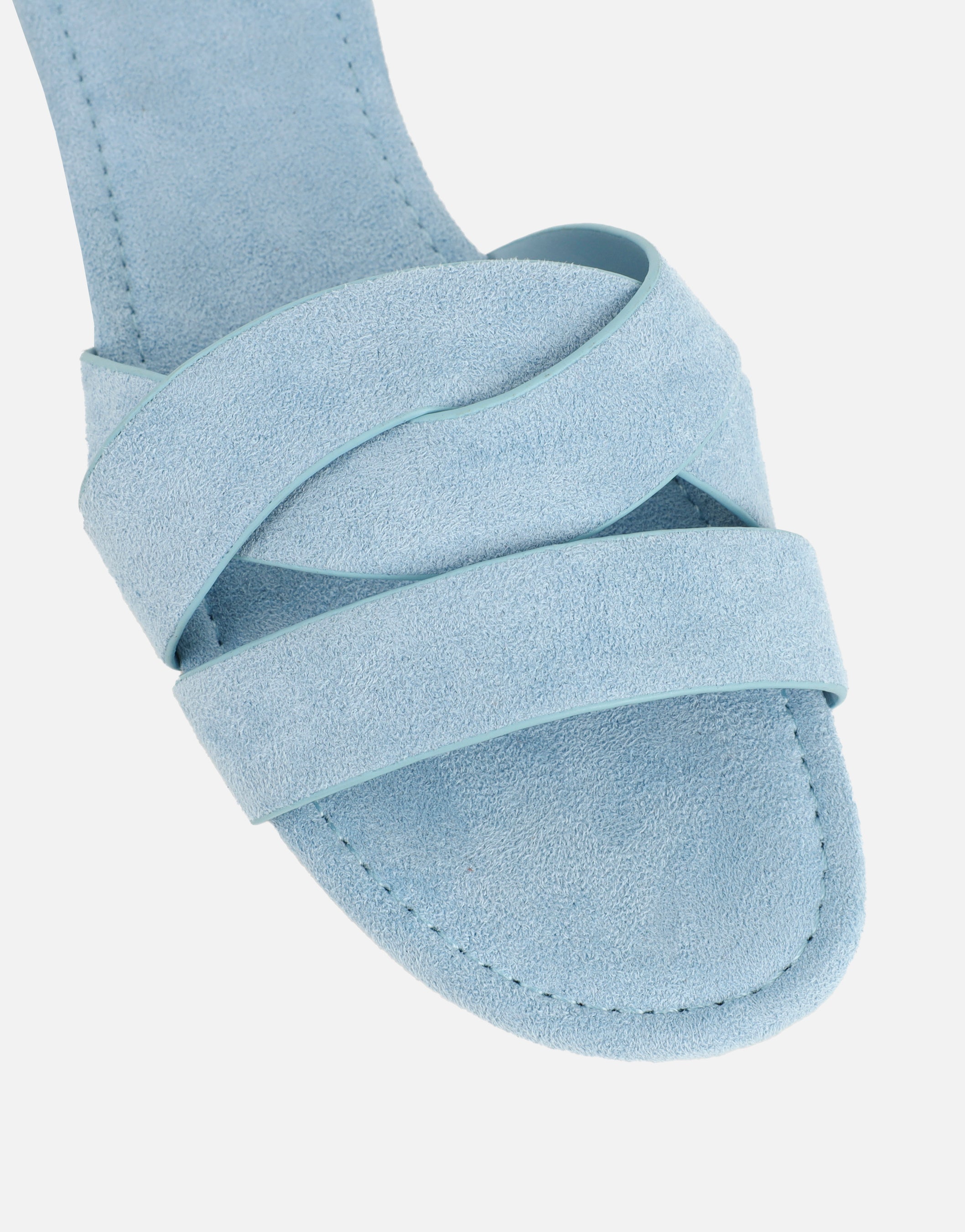 Jade Blue Suede Crossover Flat Sandals | SIMMI London