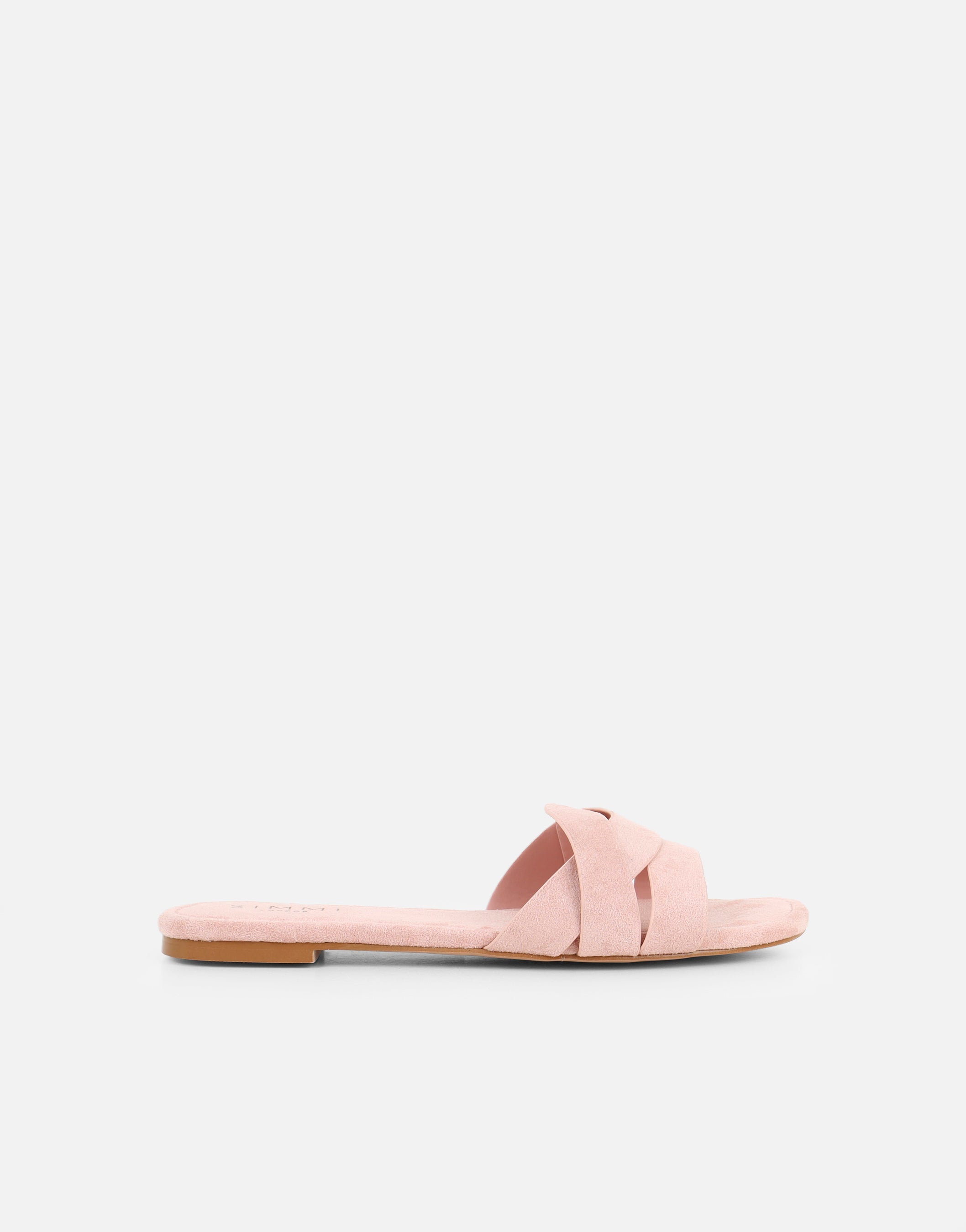 Jade Pink Suede Crossover Flat Sandals | SIMMI London