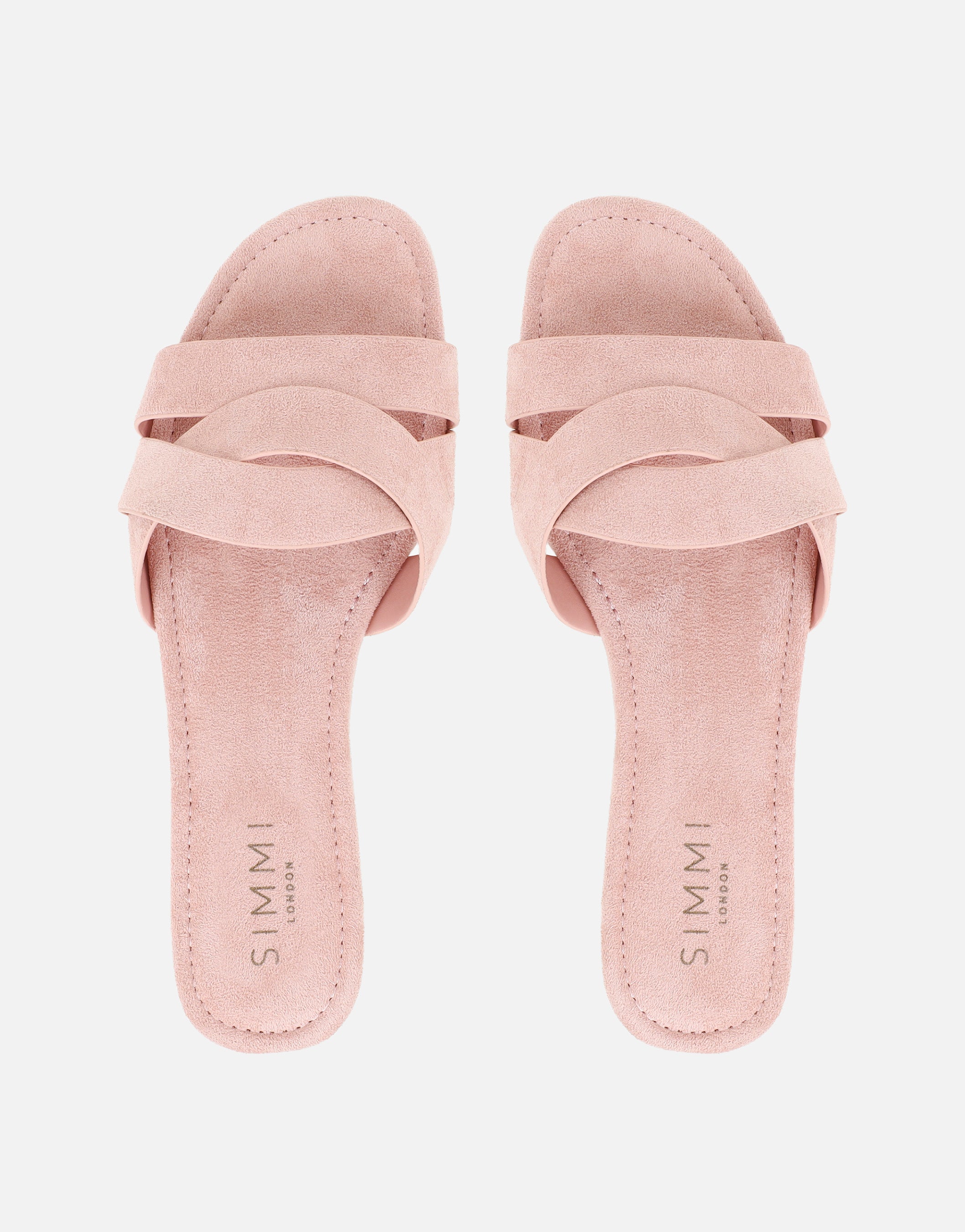 Jade Pink Suede Crossover Flat Sandals | SIMMI London