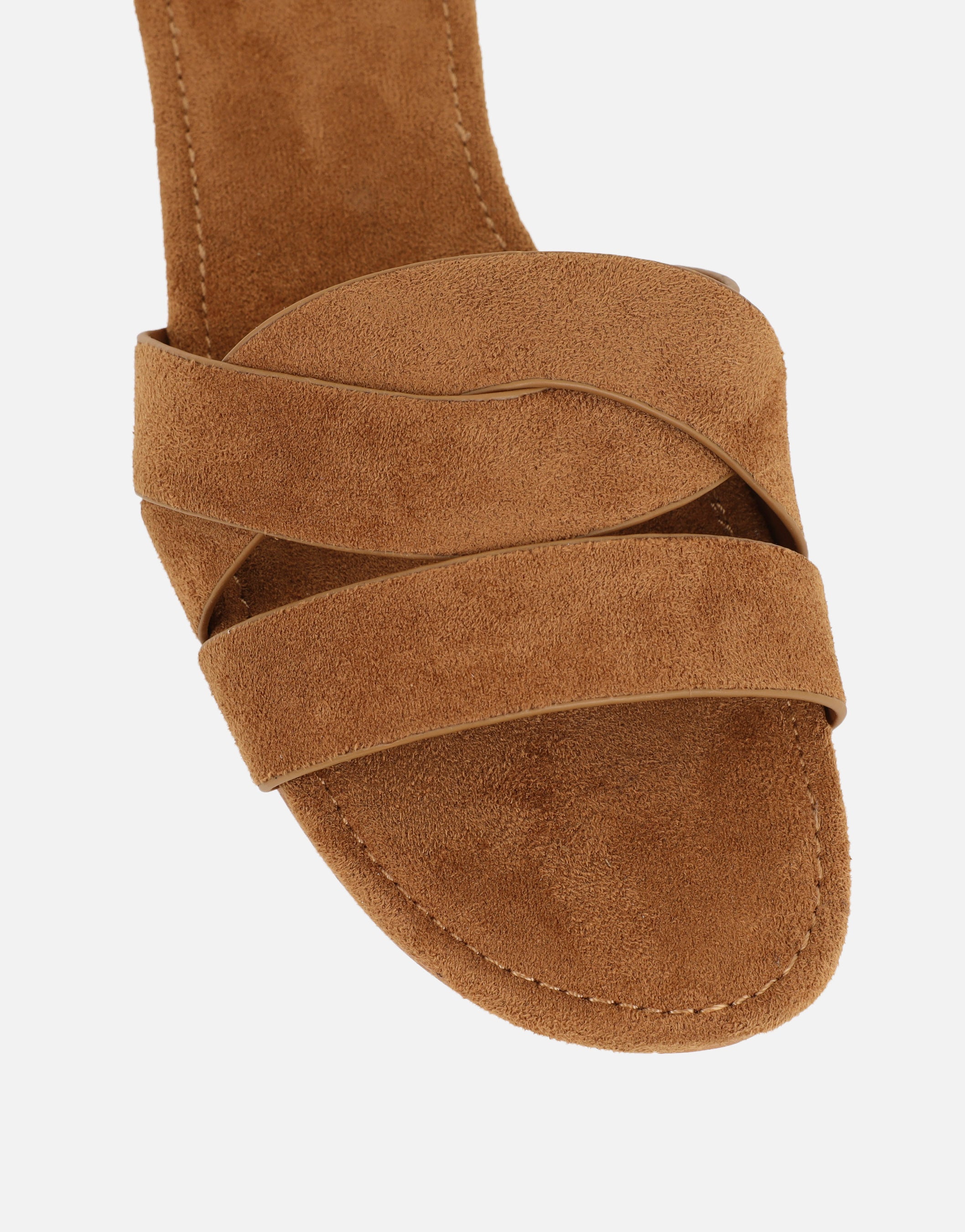 Jade Tan Suede Crossover Flat Sandals | SIMMI London
