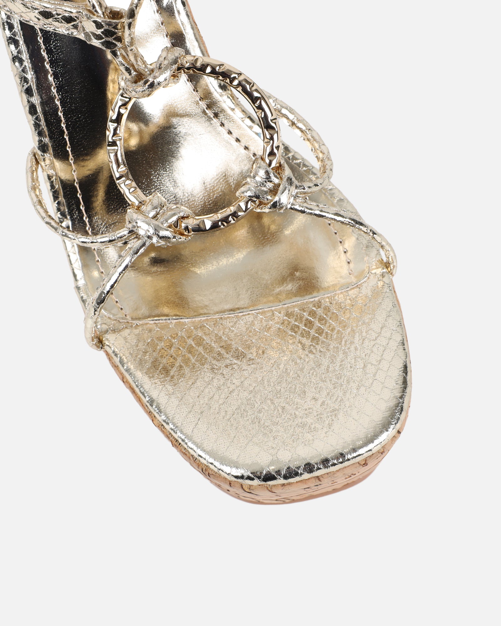 Jadey Gold Snake Gold Detail Wedge Heels | SIMMI London