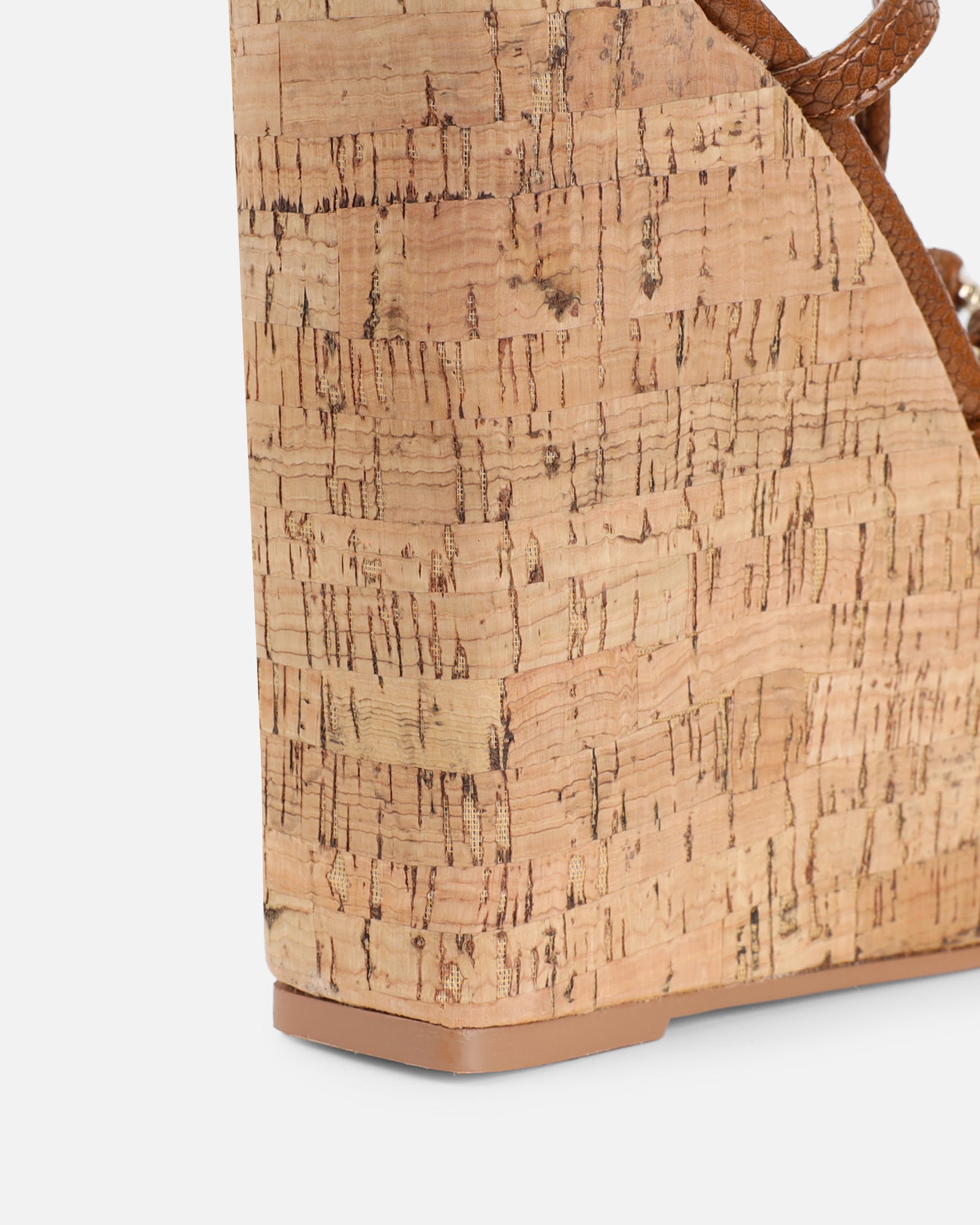 Jadey Tan Snake Gold Detail Wedge Heels | SIMMI London