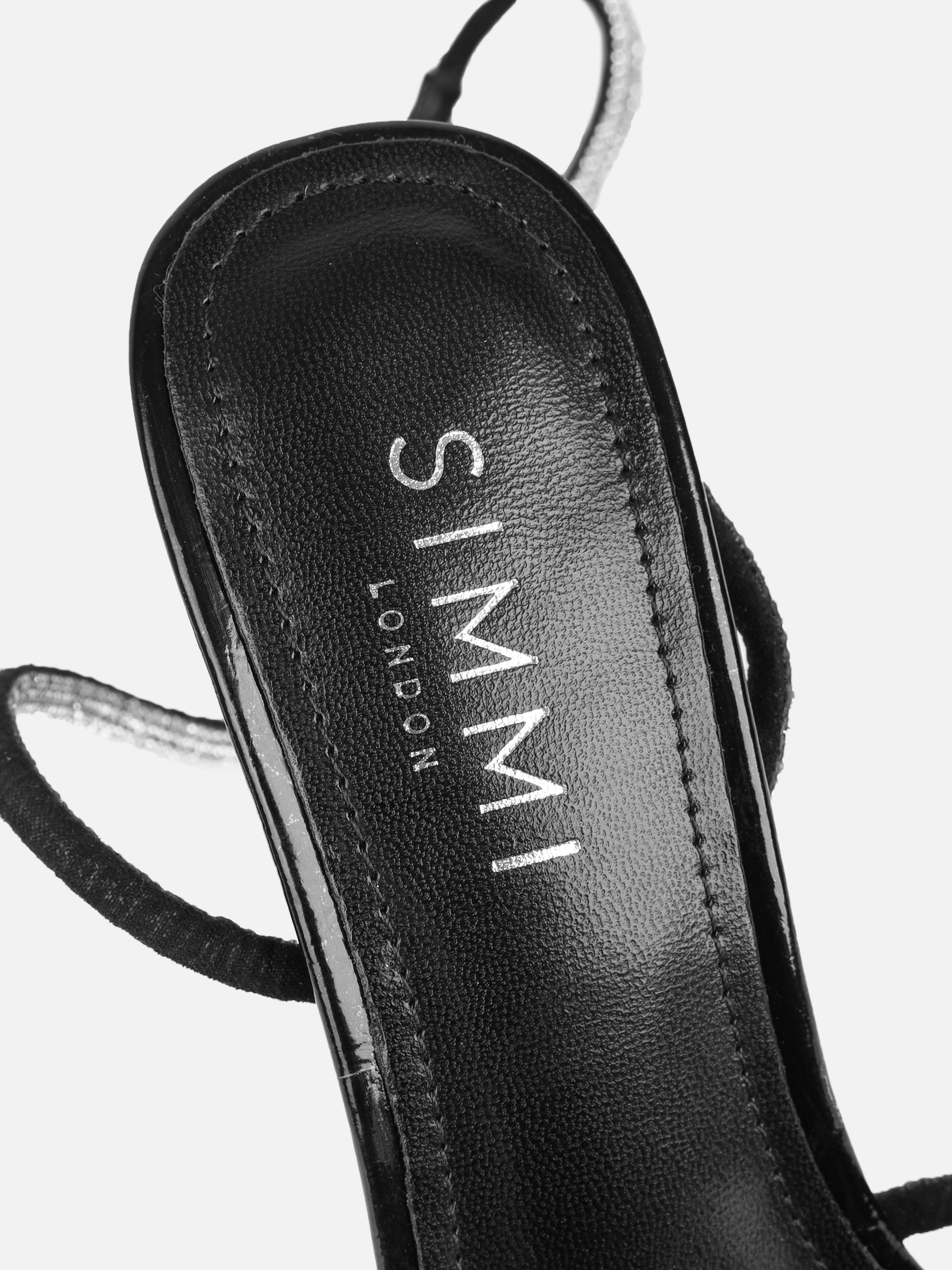 Janeet Black Diamante Knot Heeled Sandals | SIMMI London