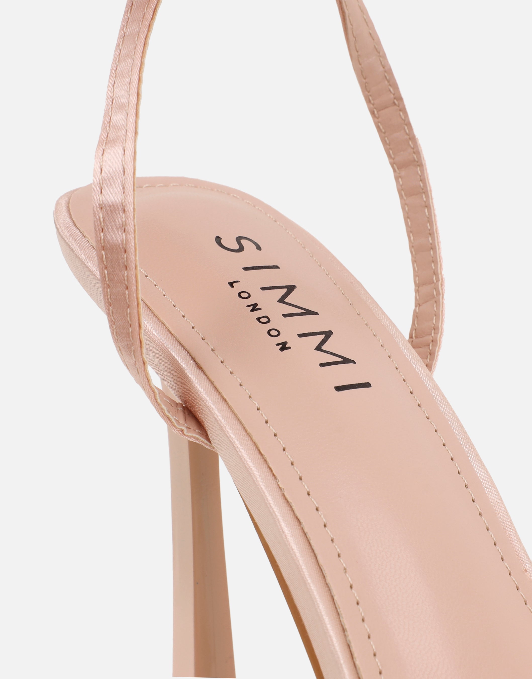 Janeena Blush Lace Bow Detail Heeled Sandals | SIMMI London