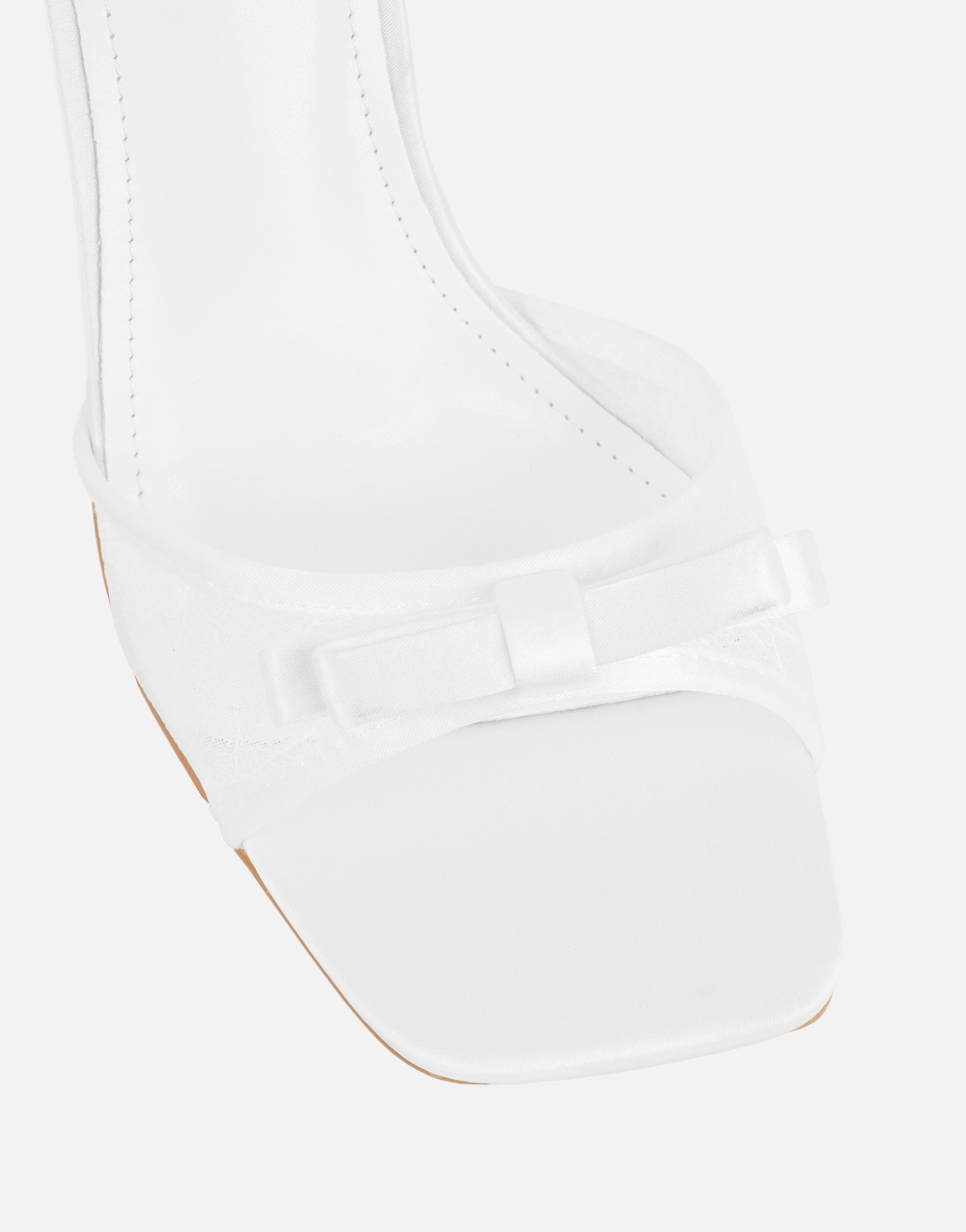 Janeena White Lace Bow Detail Heeled Sandals | SIMMI London