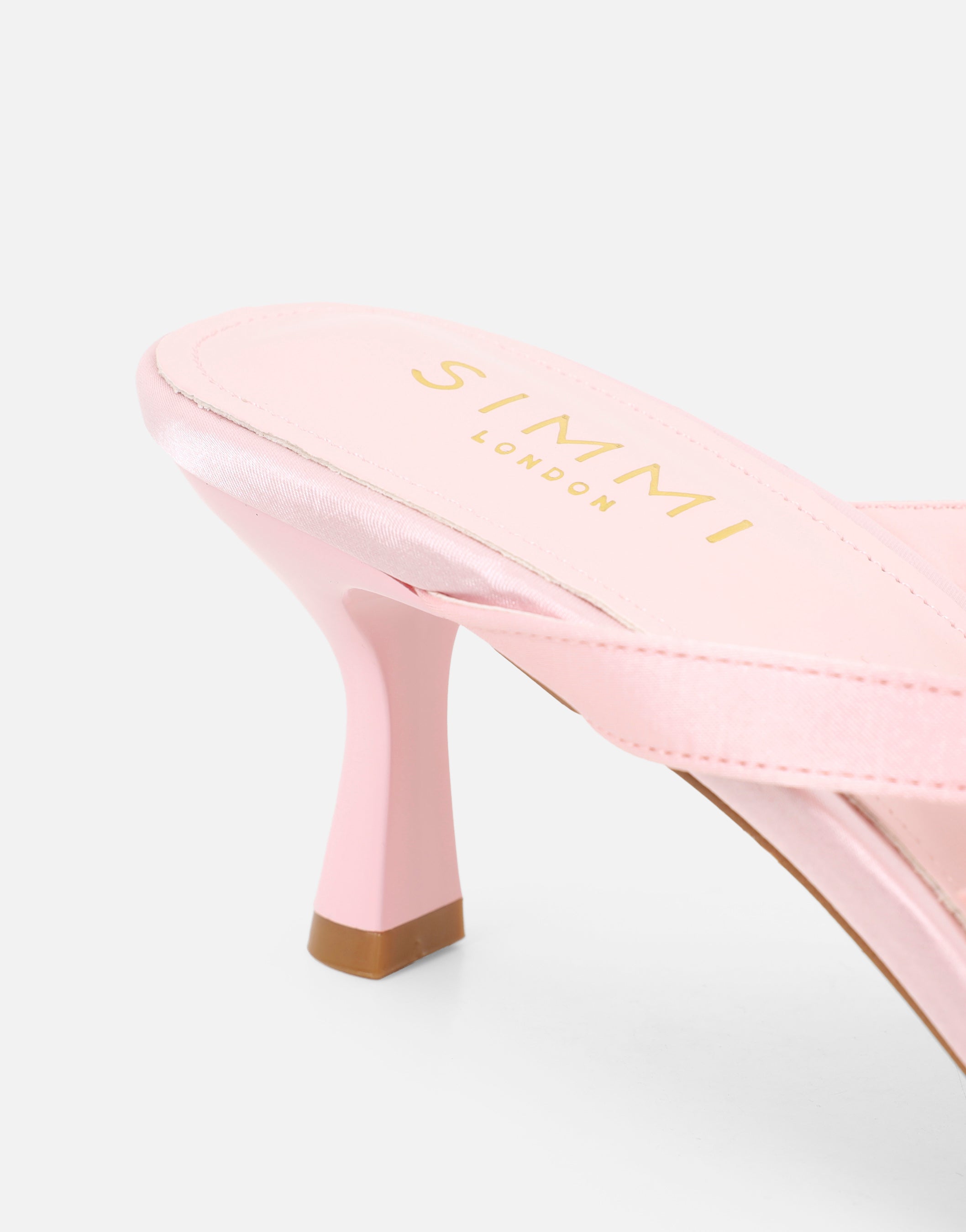 Ruby Pink Satin Flower Detail Mules | SIMMI London