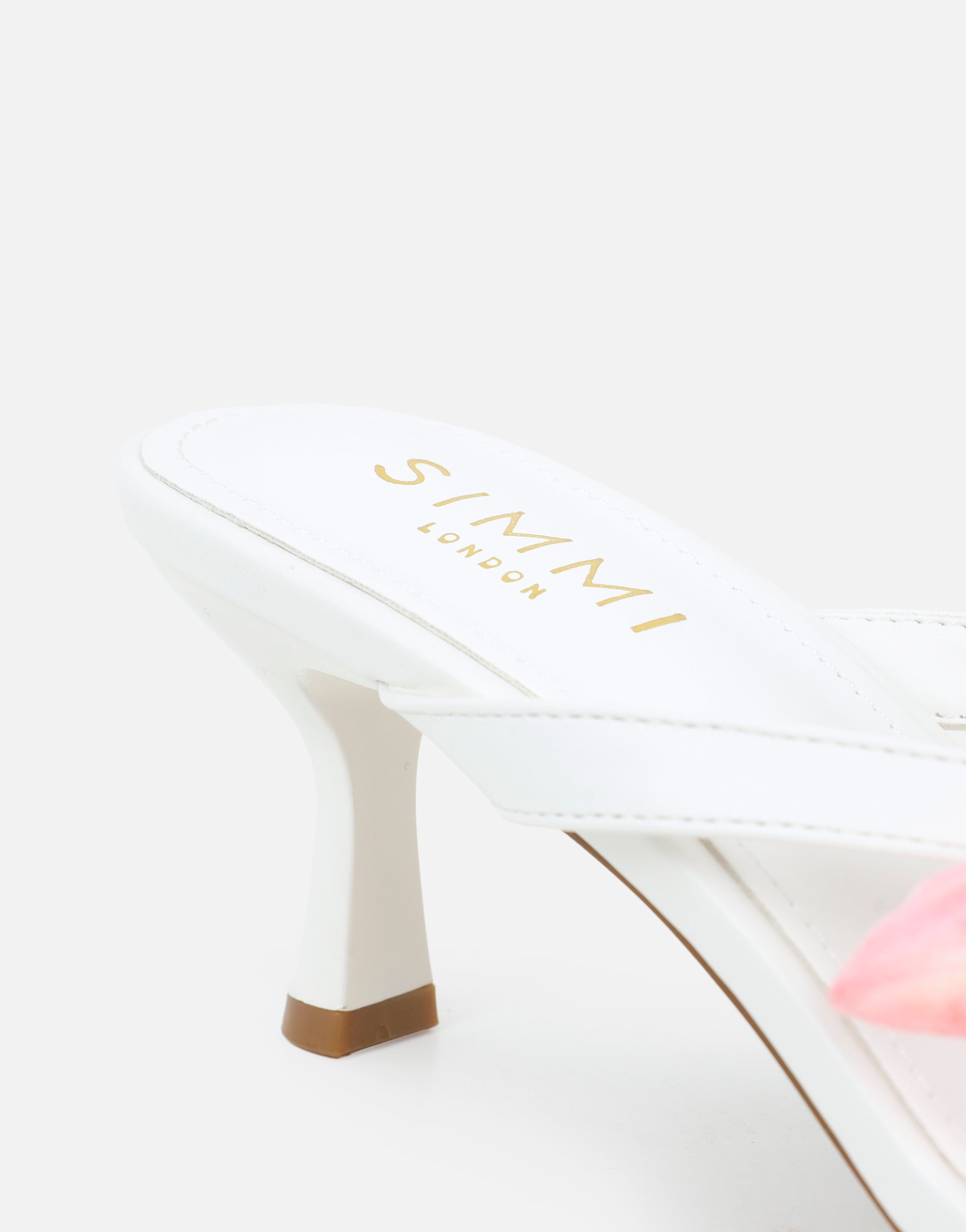 Ruby White Flower Detail Mules | SIMMI London