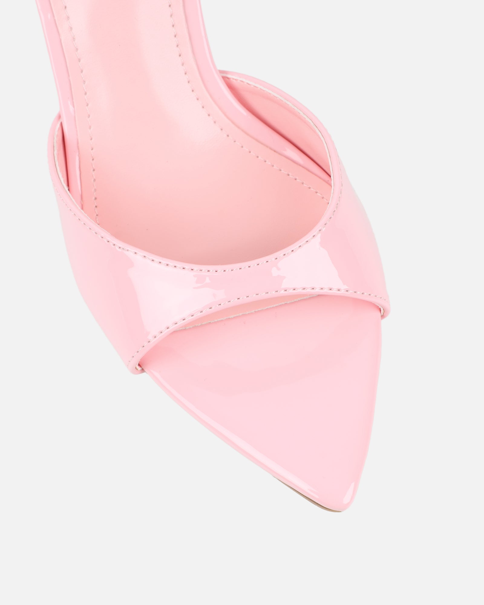 Jerez Pink Patent Peep Toe Heeled Sandals | SIMMI London