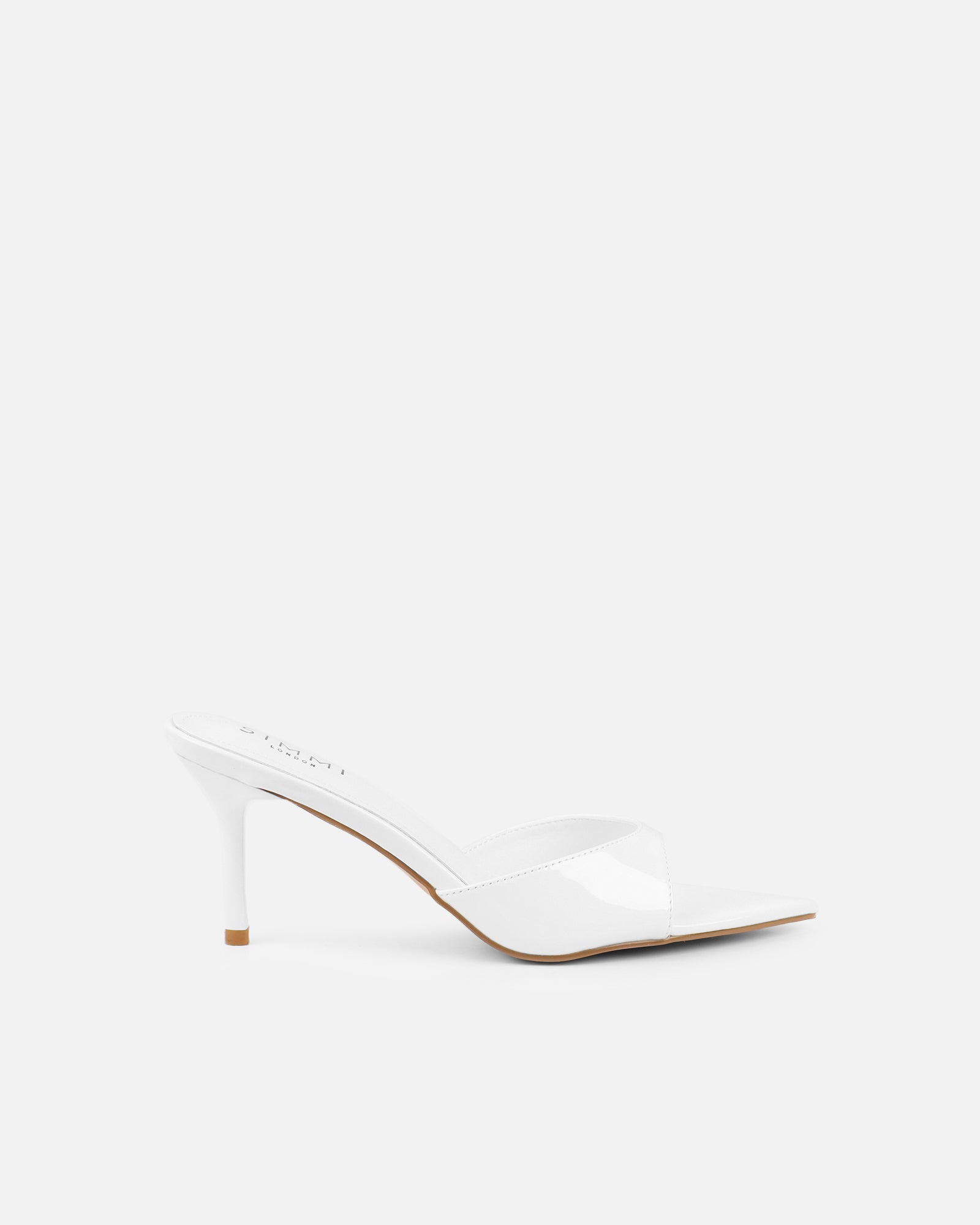 Jerez White Patent Peep Toe Heeled Sandals | SIMMI London