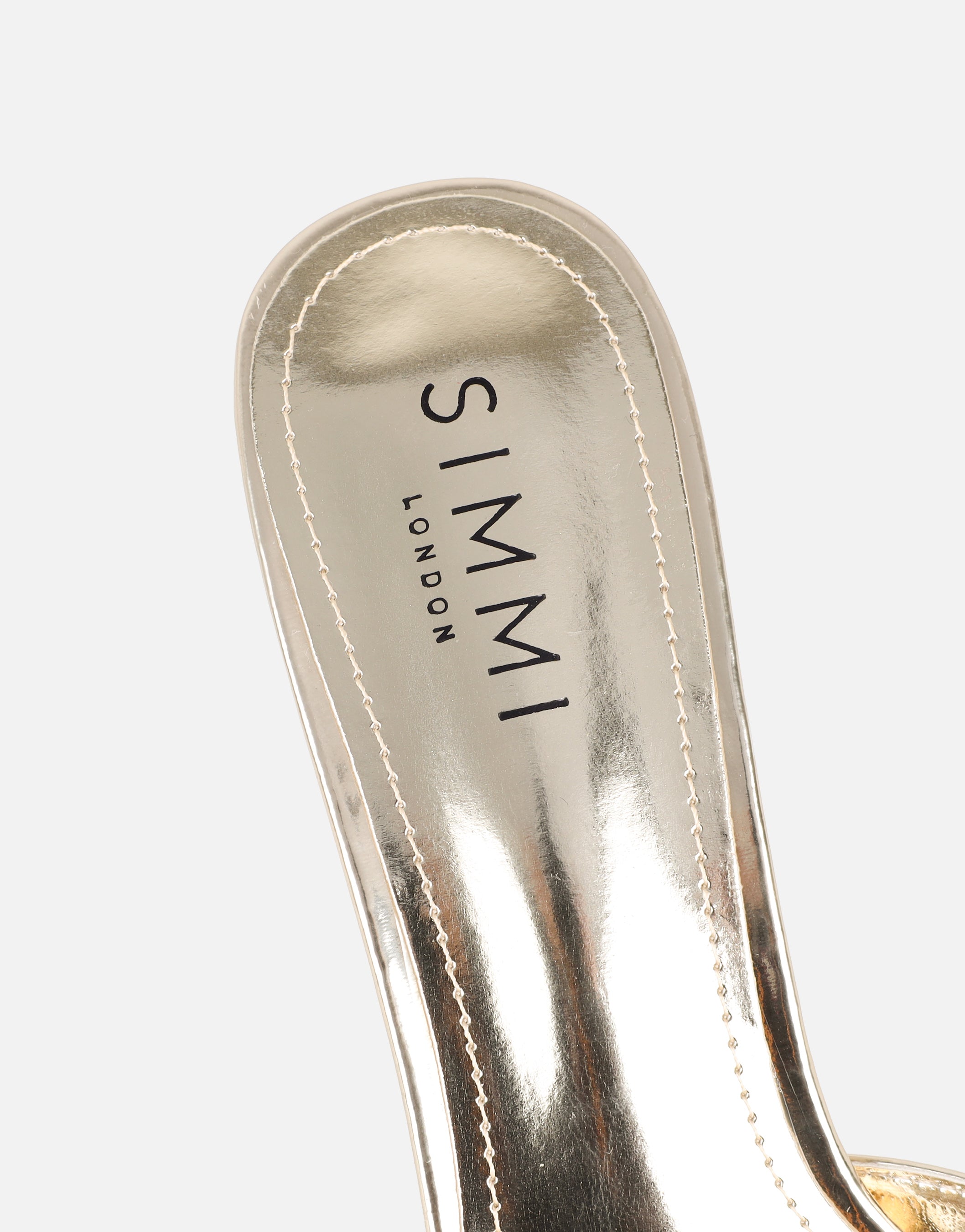 Jerez Gold Mirror Peep Toe Heeled Sandals | SIMMI London