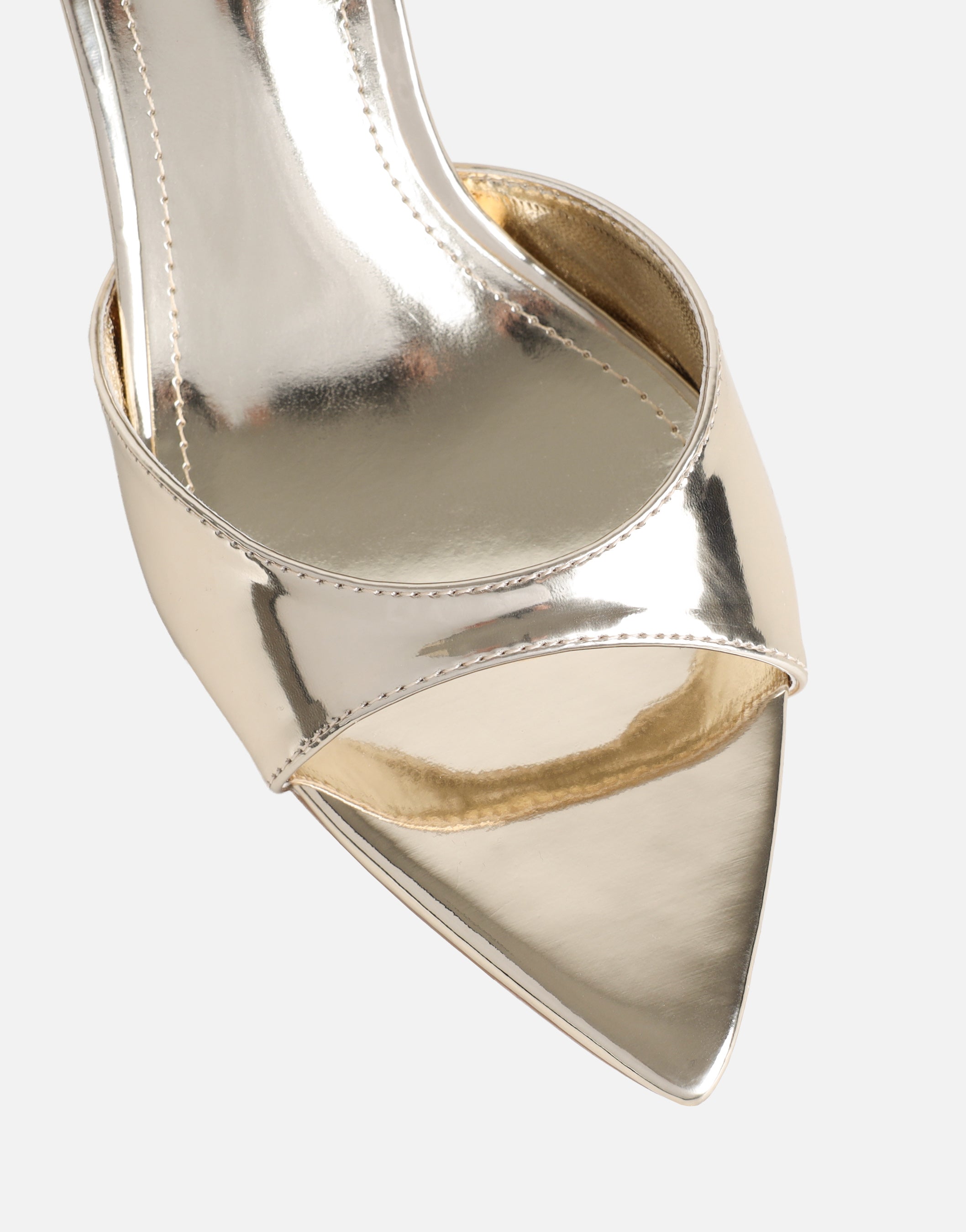 Jerez Gold Mirror Peep Toe Heeled Sandals Wide Fit | SIMMI London