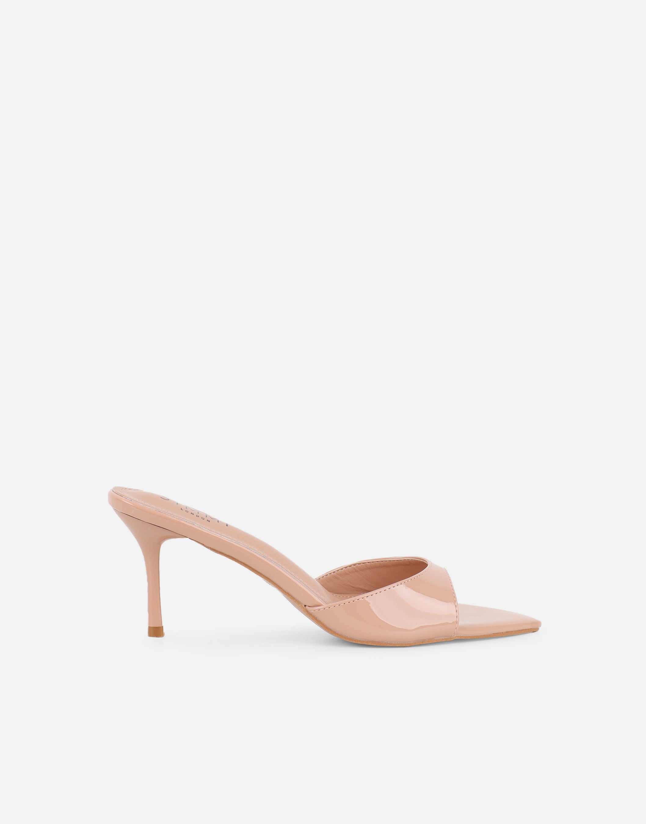 Jerez Nude Patent Peep Toe Heeled Sandals | SIMMI London
