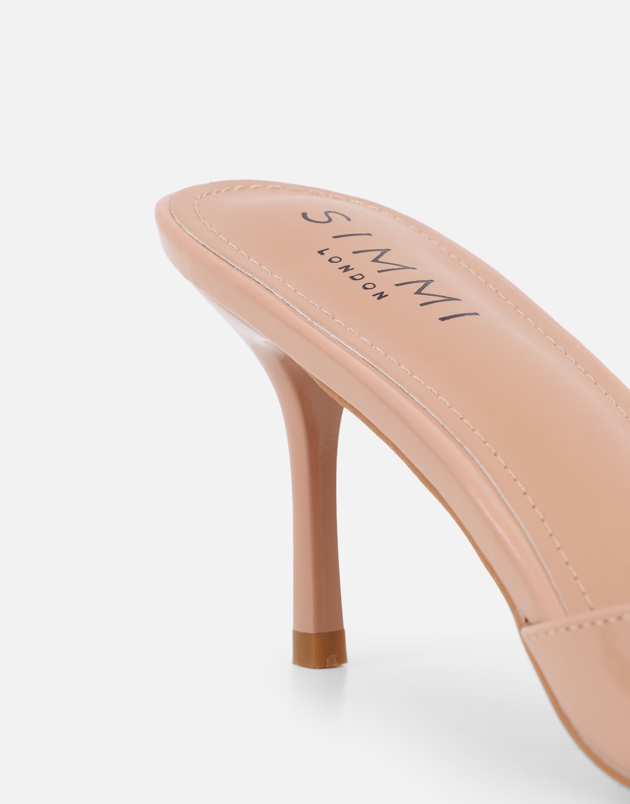 Jerez Nude Patent Peep Toe Heeled Sandals | SIMMI London