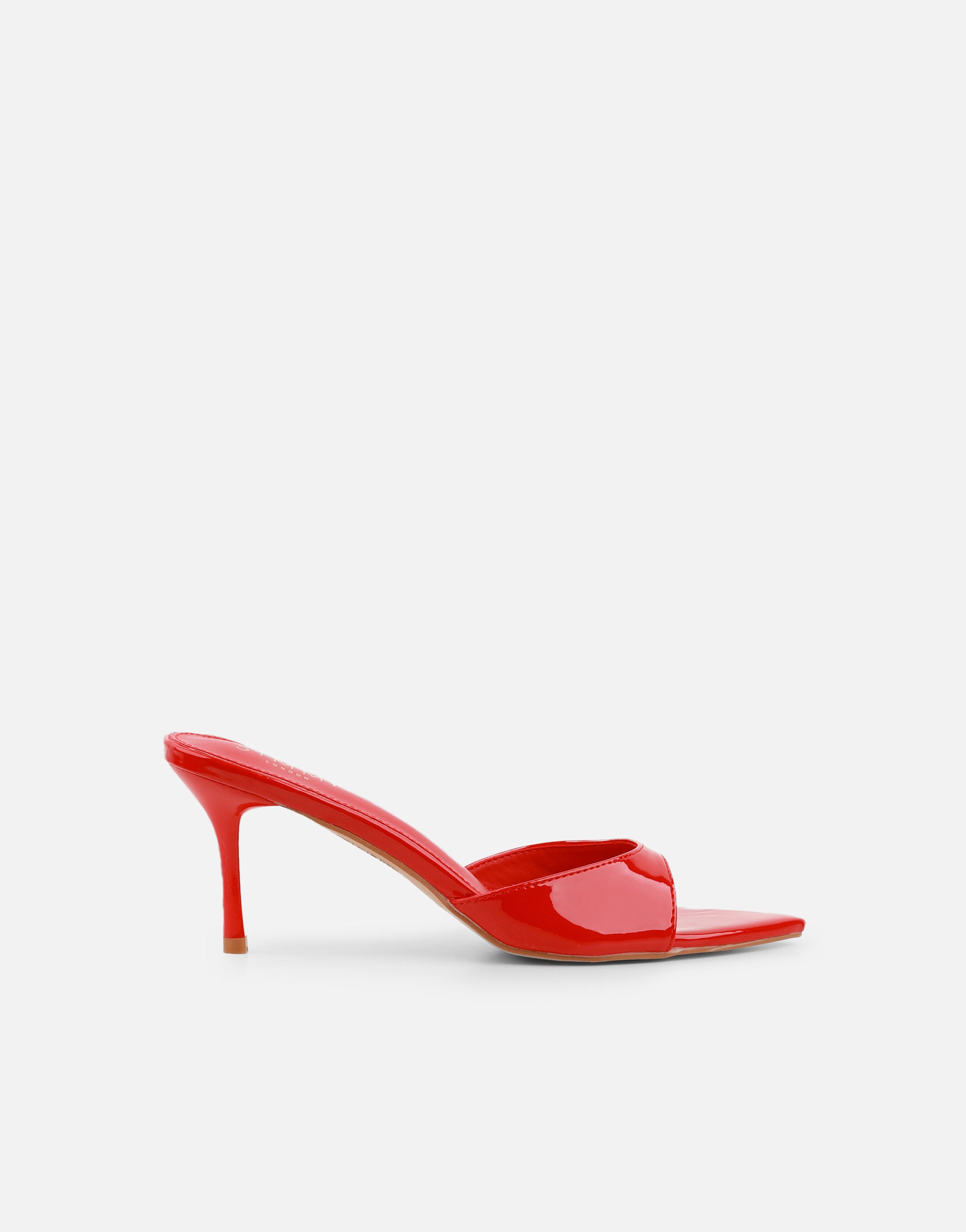 Jerez Red Patent Peep Toe Heeled Sandals | SIMMI London