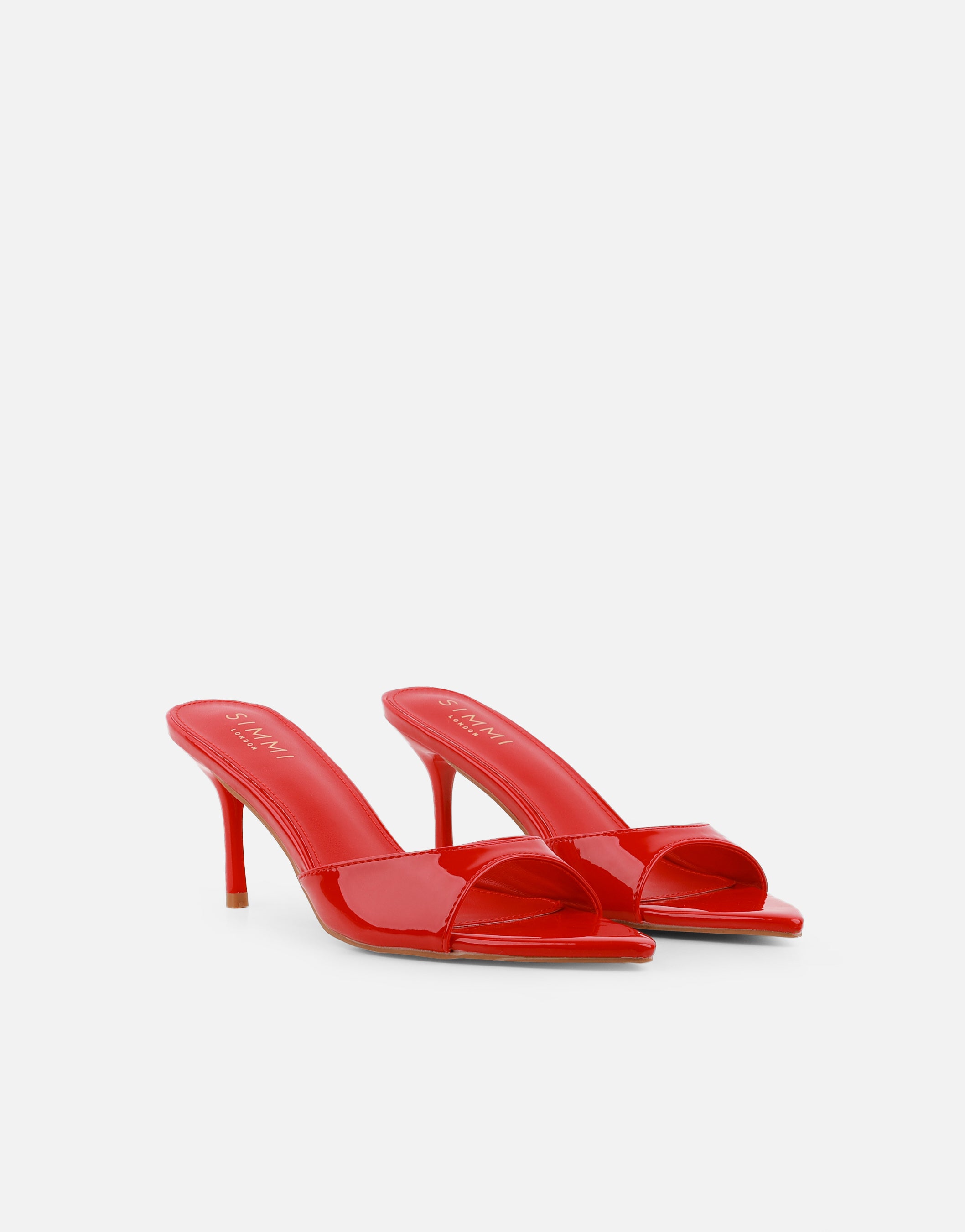 Jerez Red Patent Peep Toe Heeled Sandals | SIMMI London