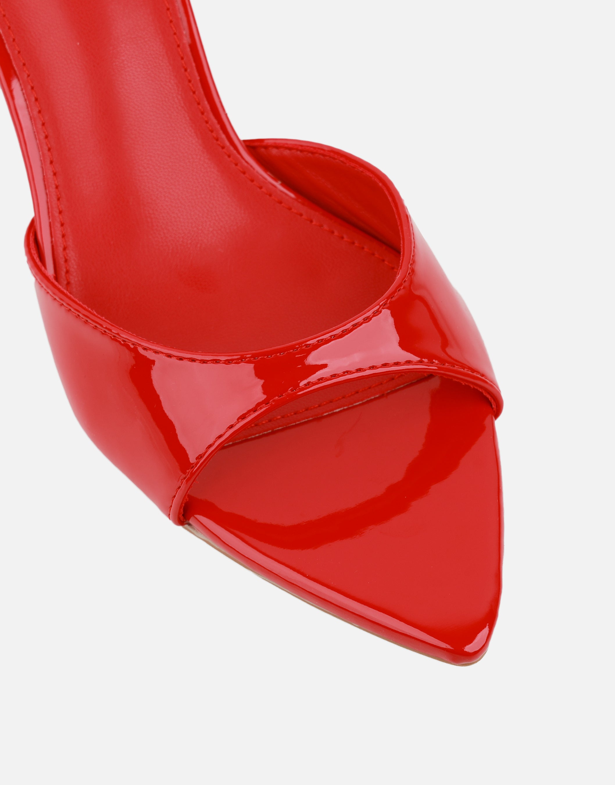 Jerez Red Patent Peep Toe Heeled Sandals | SIMMI London