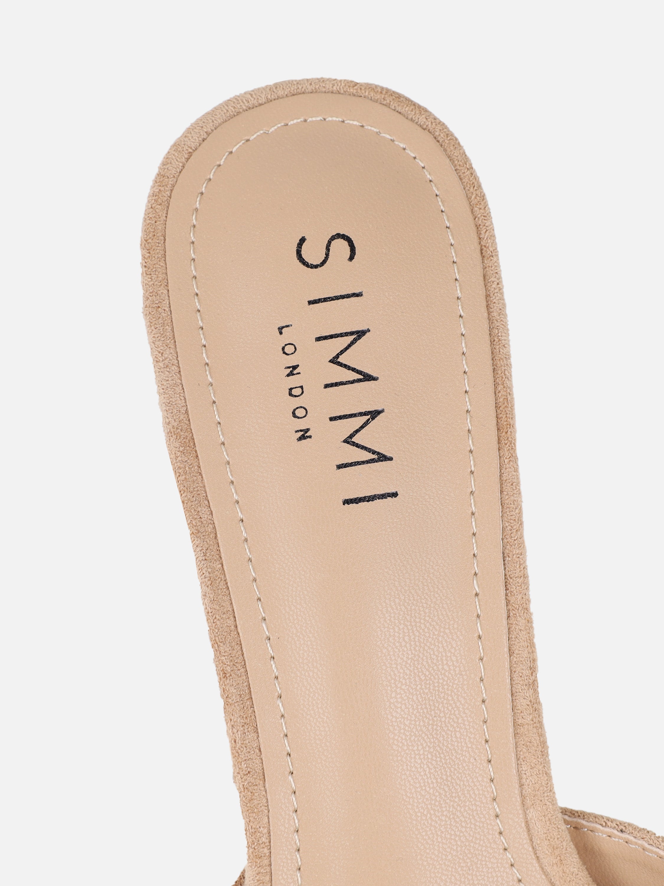 Silvia Beige Suede Peep Toe Heeled Sandals | SIMMI London