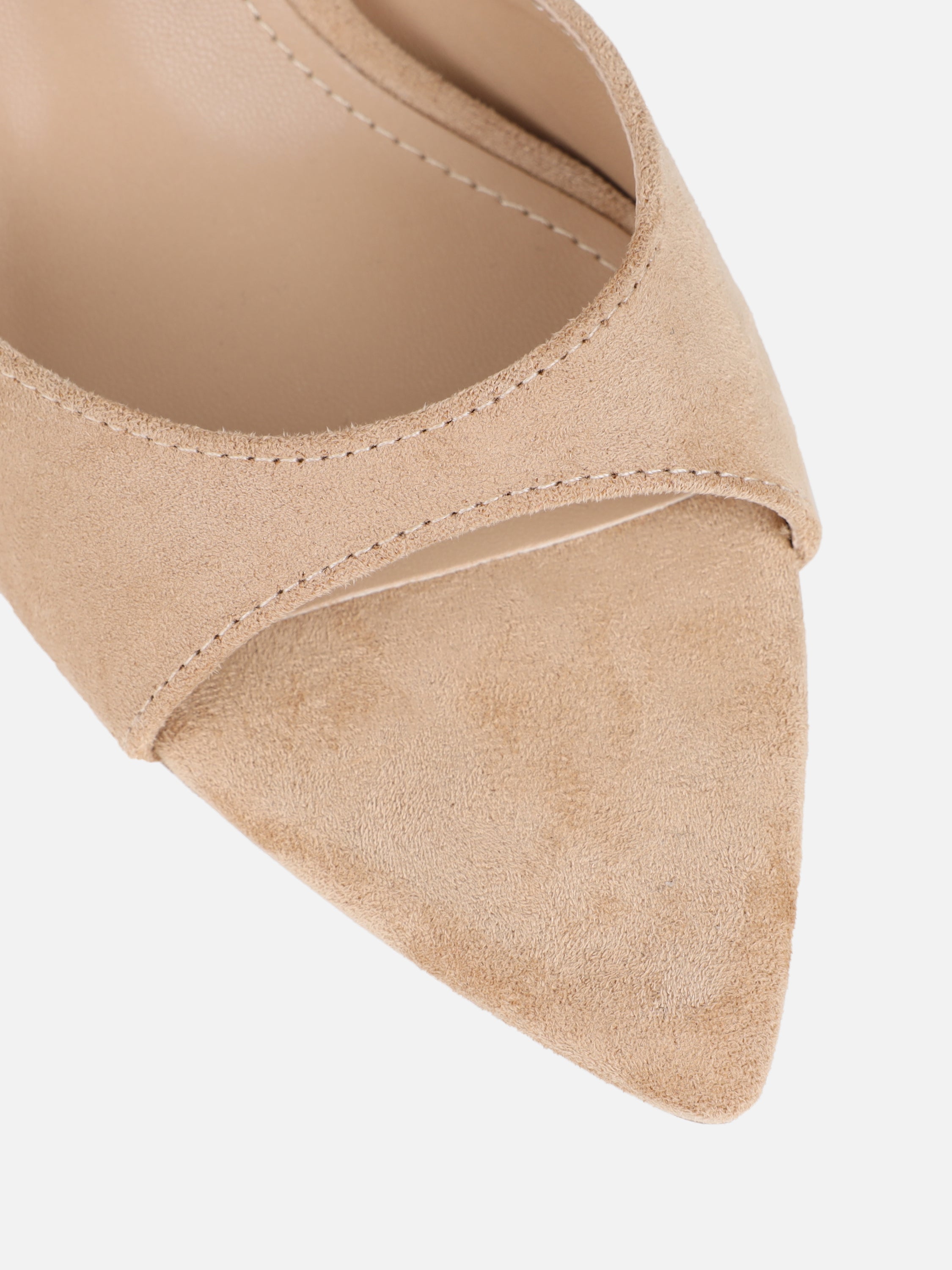 Silvia Beige Suede Peep Toe Heeled Sandals | SIMMI London