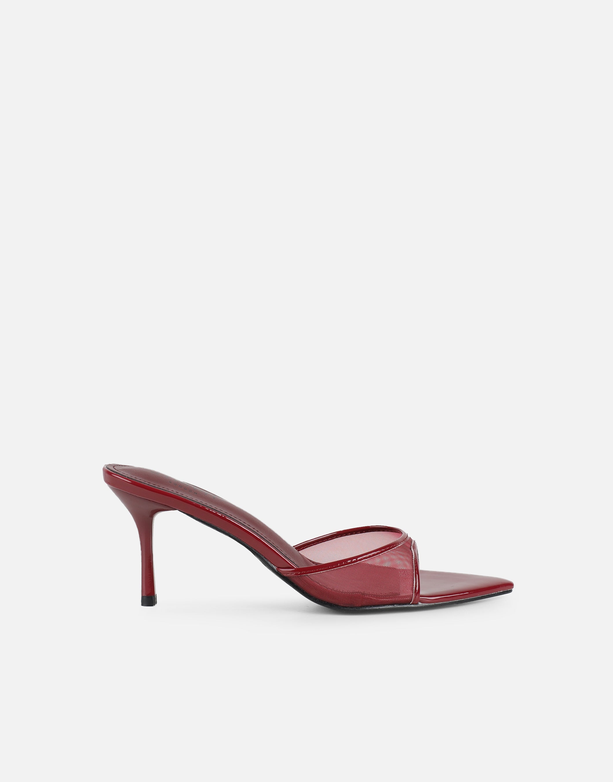 Lauri Burgundy Mesh Peep Toe Heeled Sandals | SIMMI London
