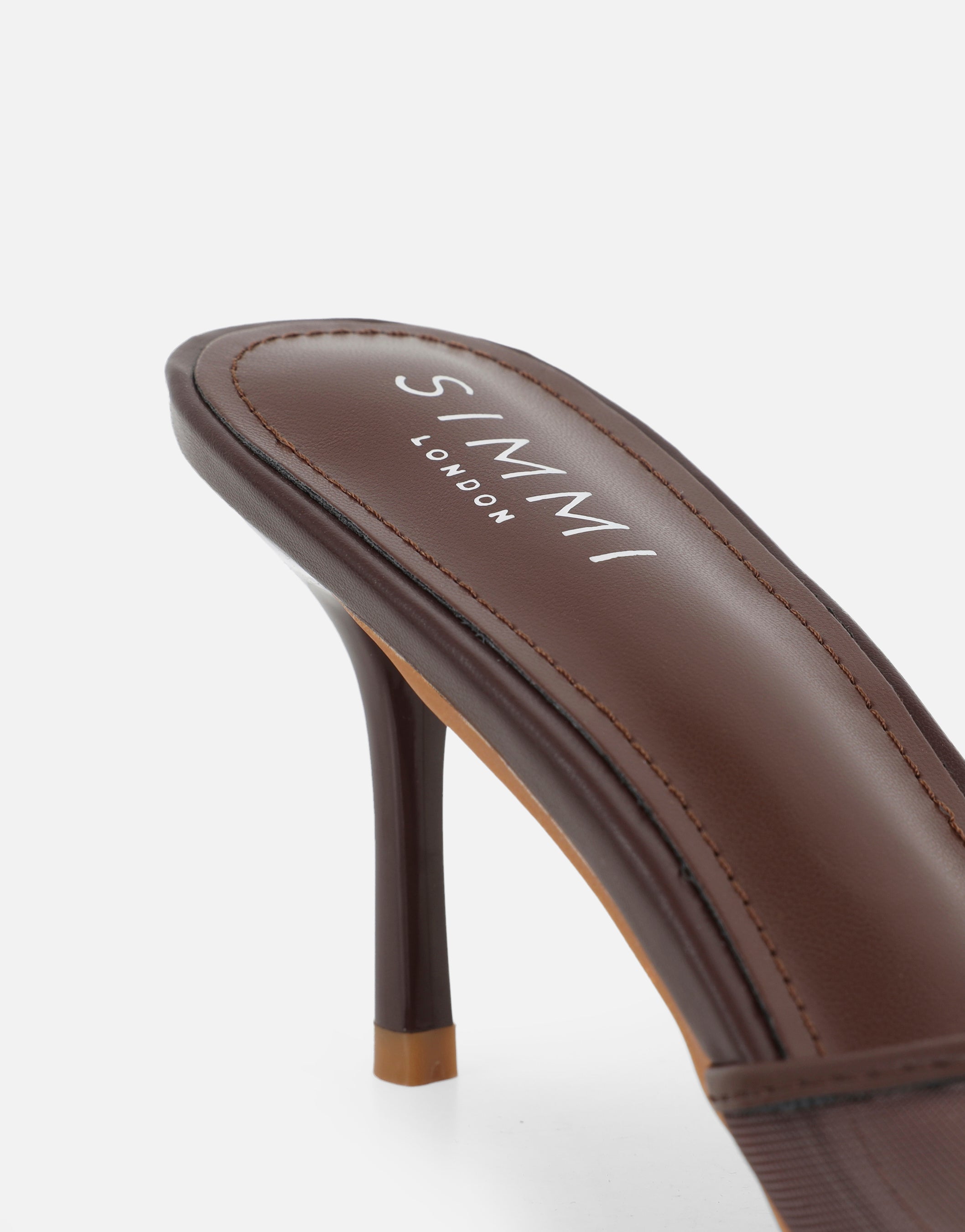 Lauri Brown Mesh Peep Toe Heeled Sandals | SIMMI London