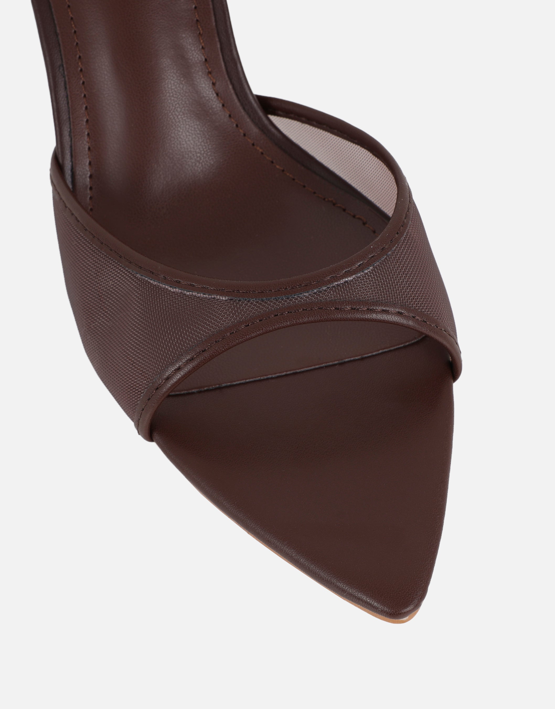 Lauri Brown Mesh Peep Toe Heeled Sandals | SIMMI London