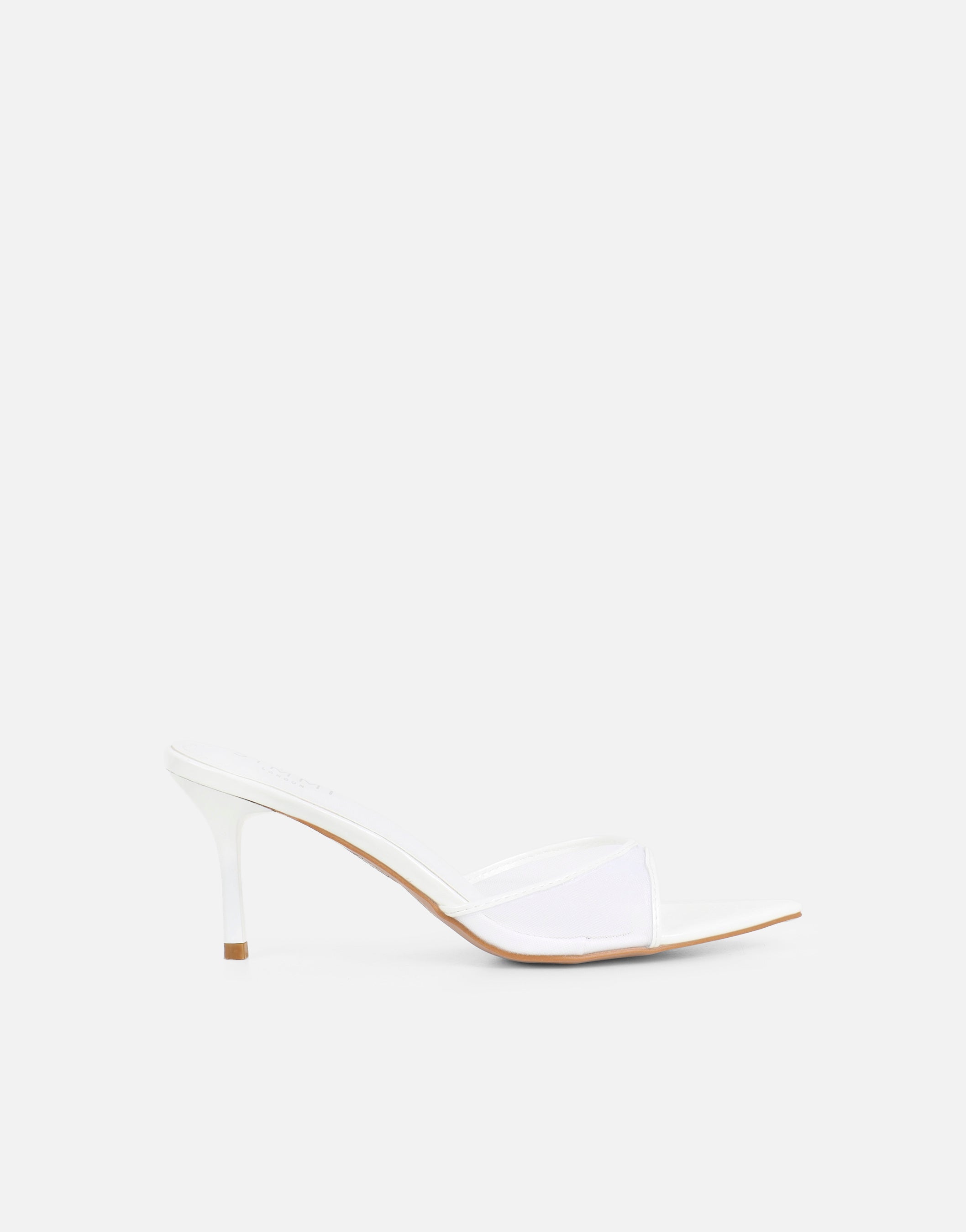 Lauri White Mesh Peep Toe Heeled Sandals | SIMMI London