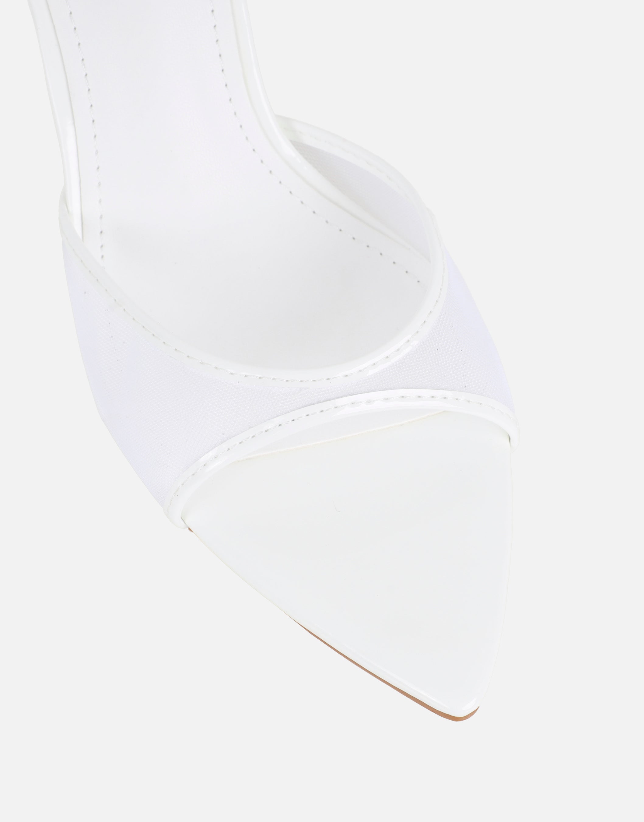 Lauri White Mesh Peep Toe Heeled Sandals | SIMMI London