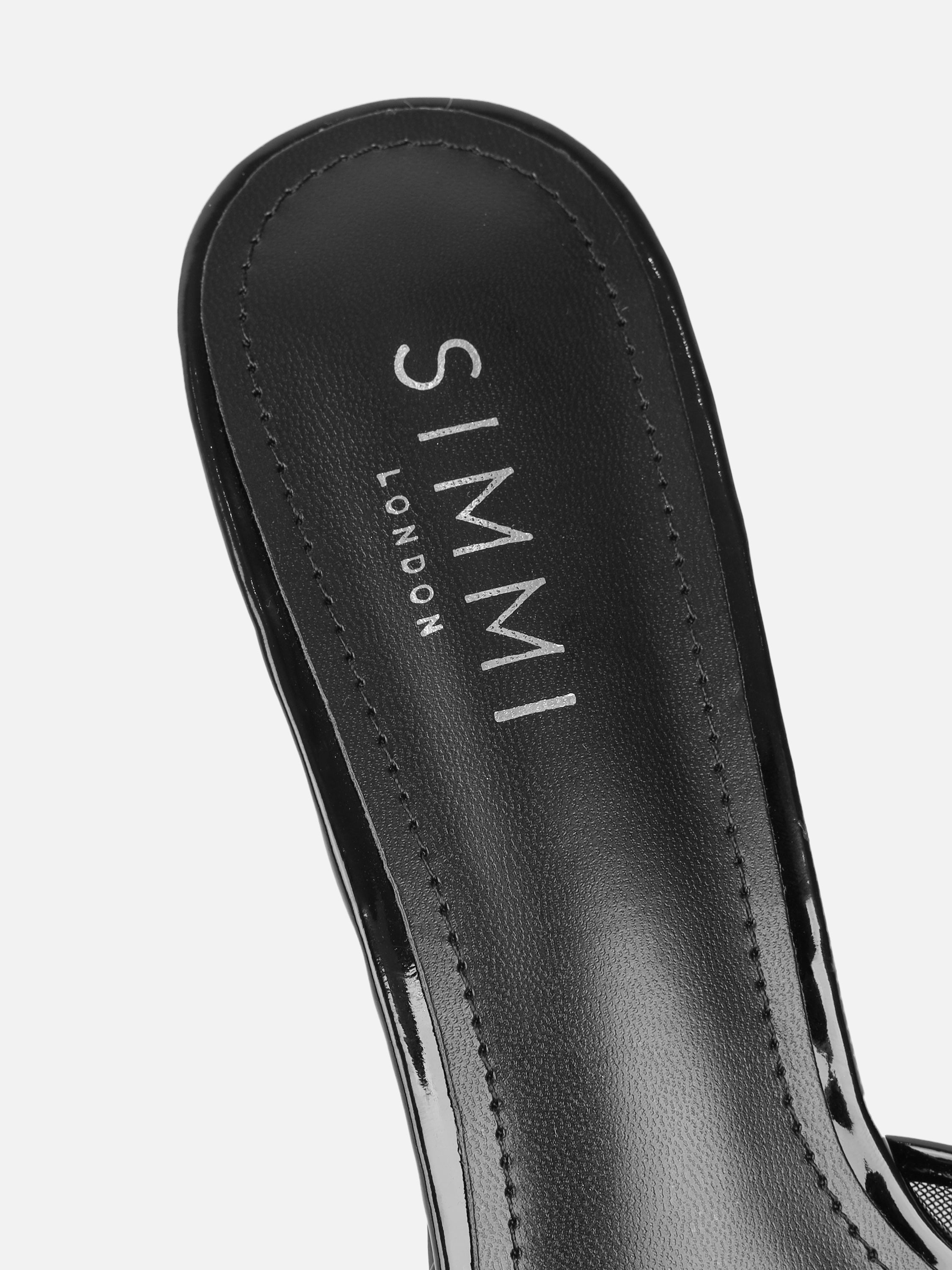 Lauri Black Mesh Peep Toe Heeled Sandals | SIMMI London