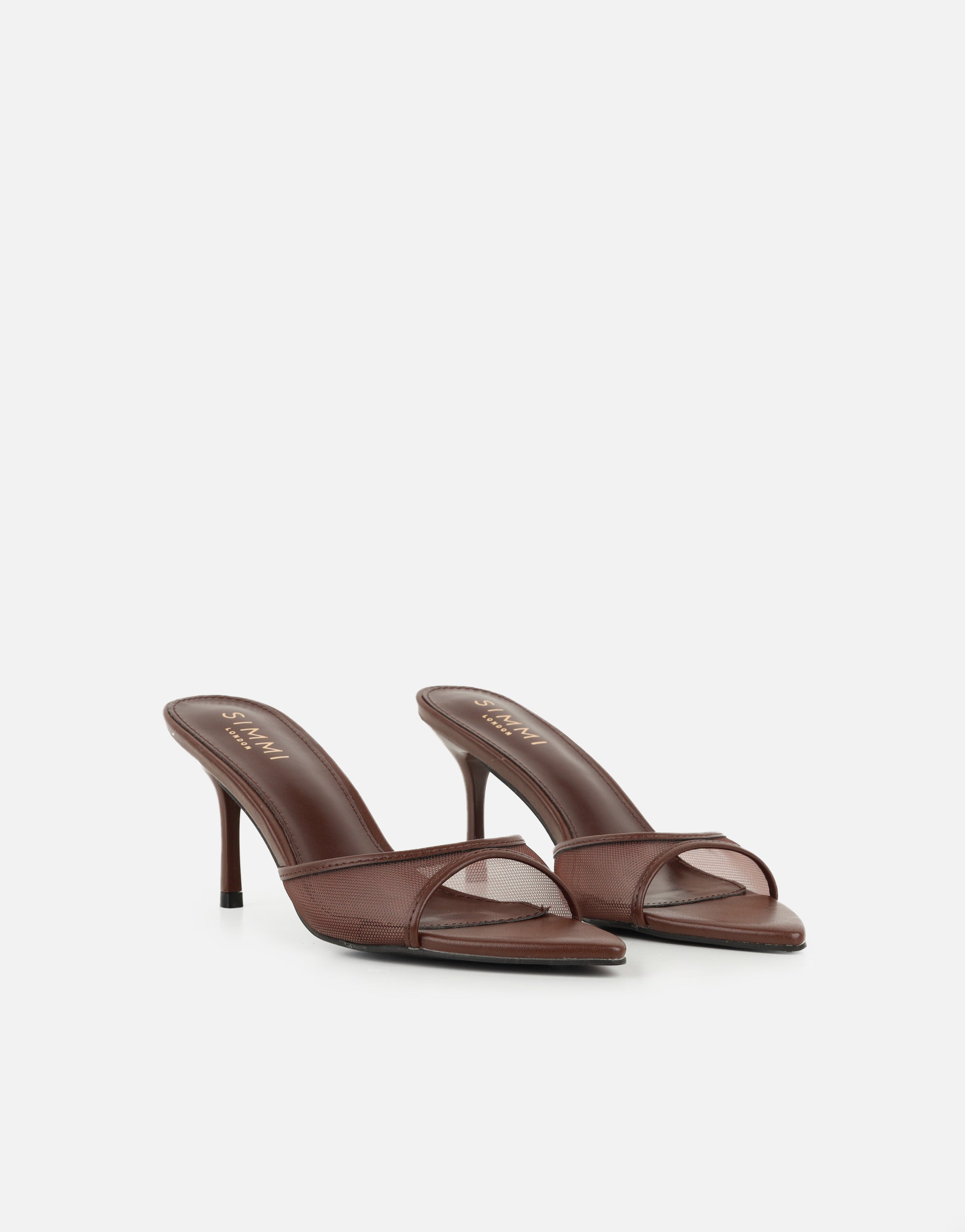 Lauri Brown Mesh Peep Toe Heeled Sandals  SIMMI London