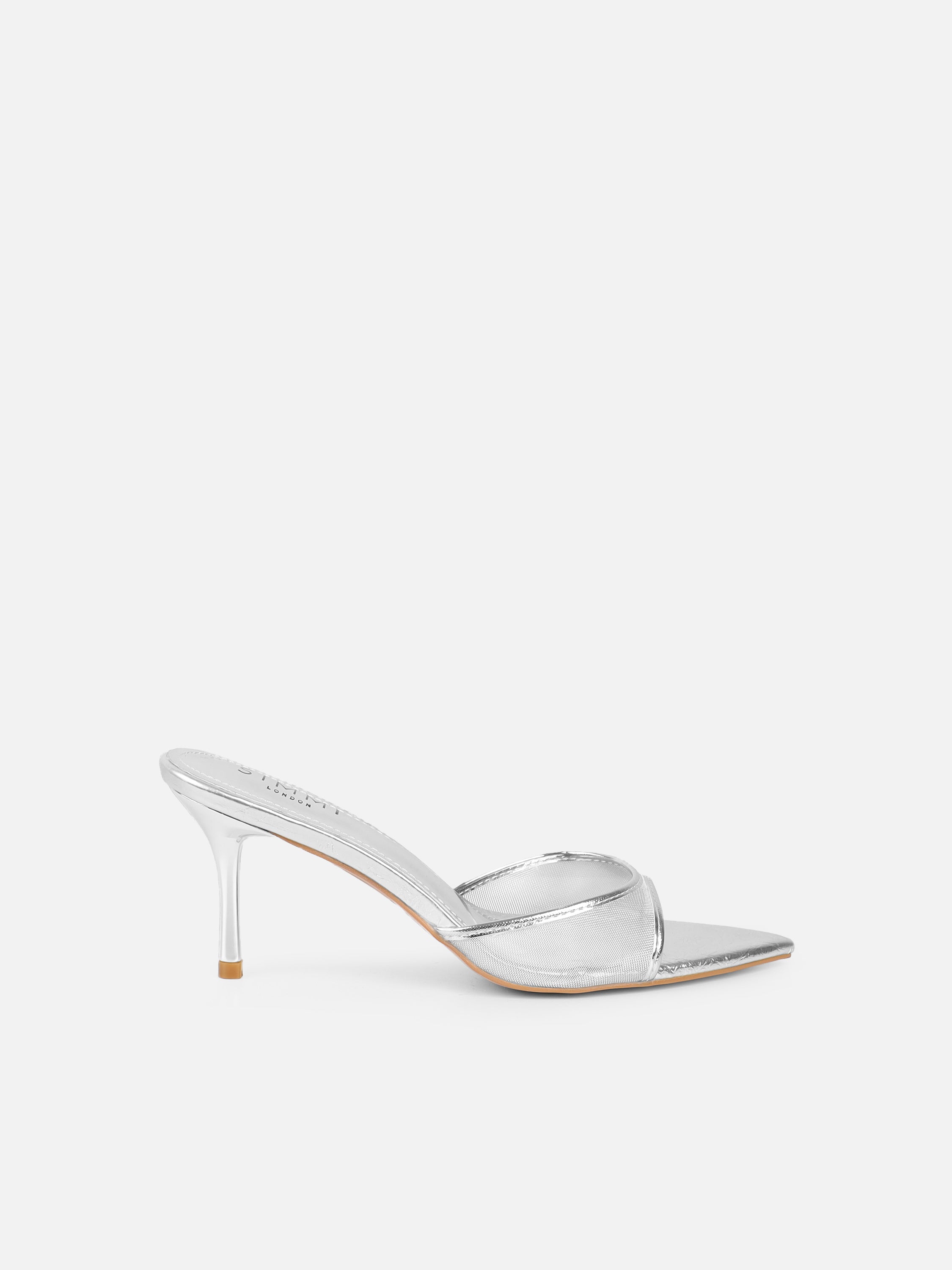 Lauri Silver Mesh Peep Toe Heeled Sandals | SIMMI London
