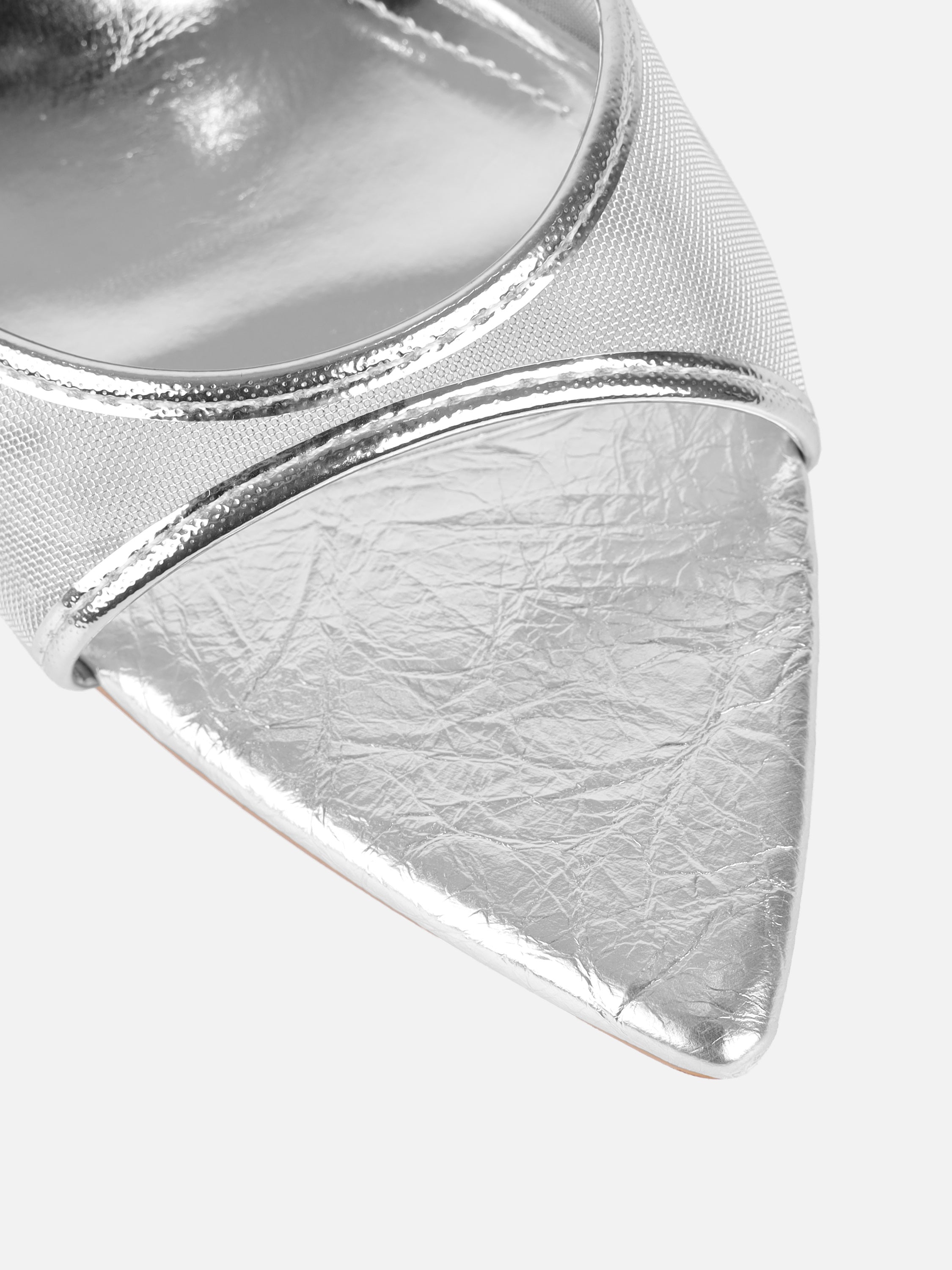 Lauri Silver Mesh Peep Toe Heeled Sandals | SIMMI London