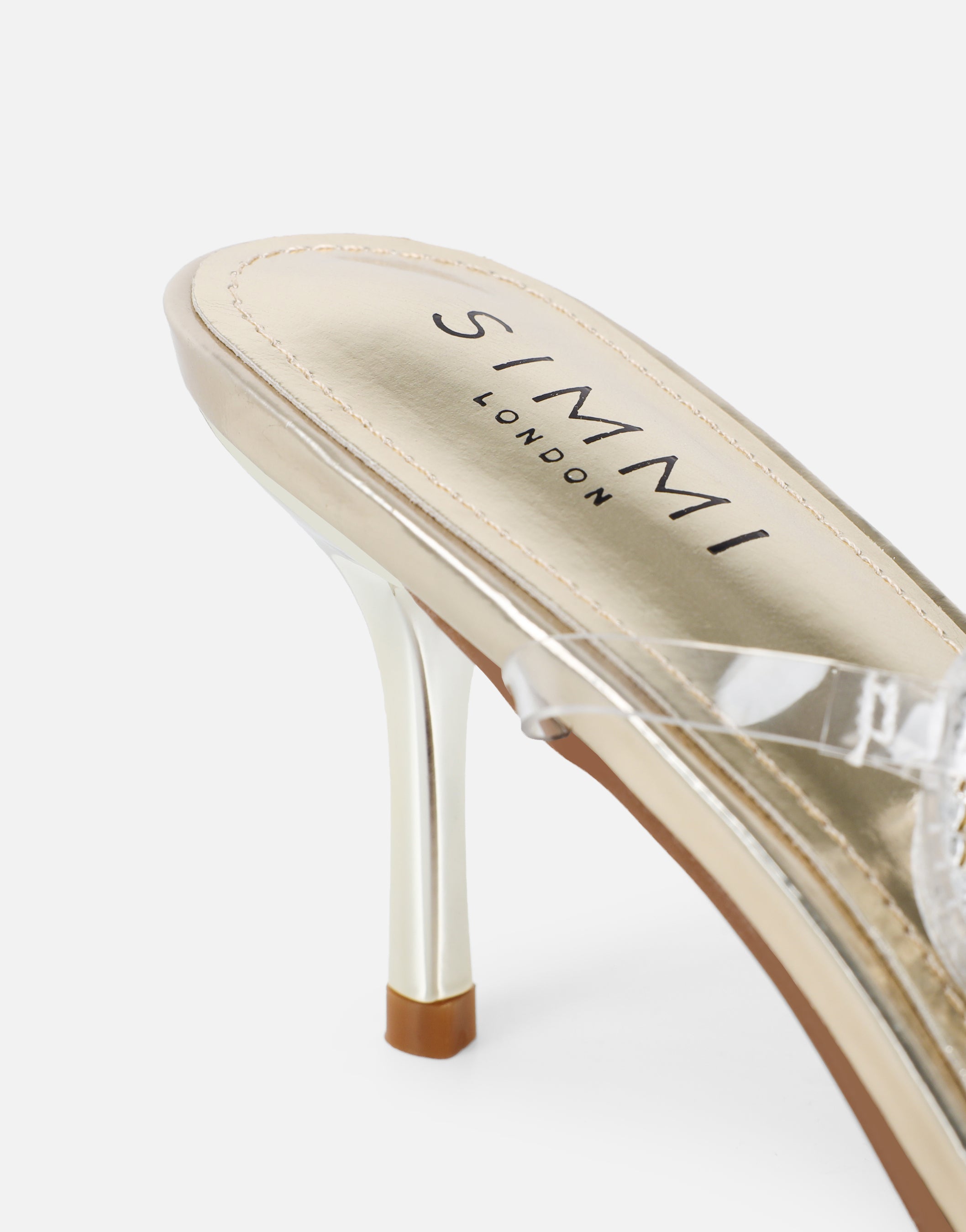 Jill gold mirror Diamante slingback heels | SIMMI London